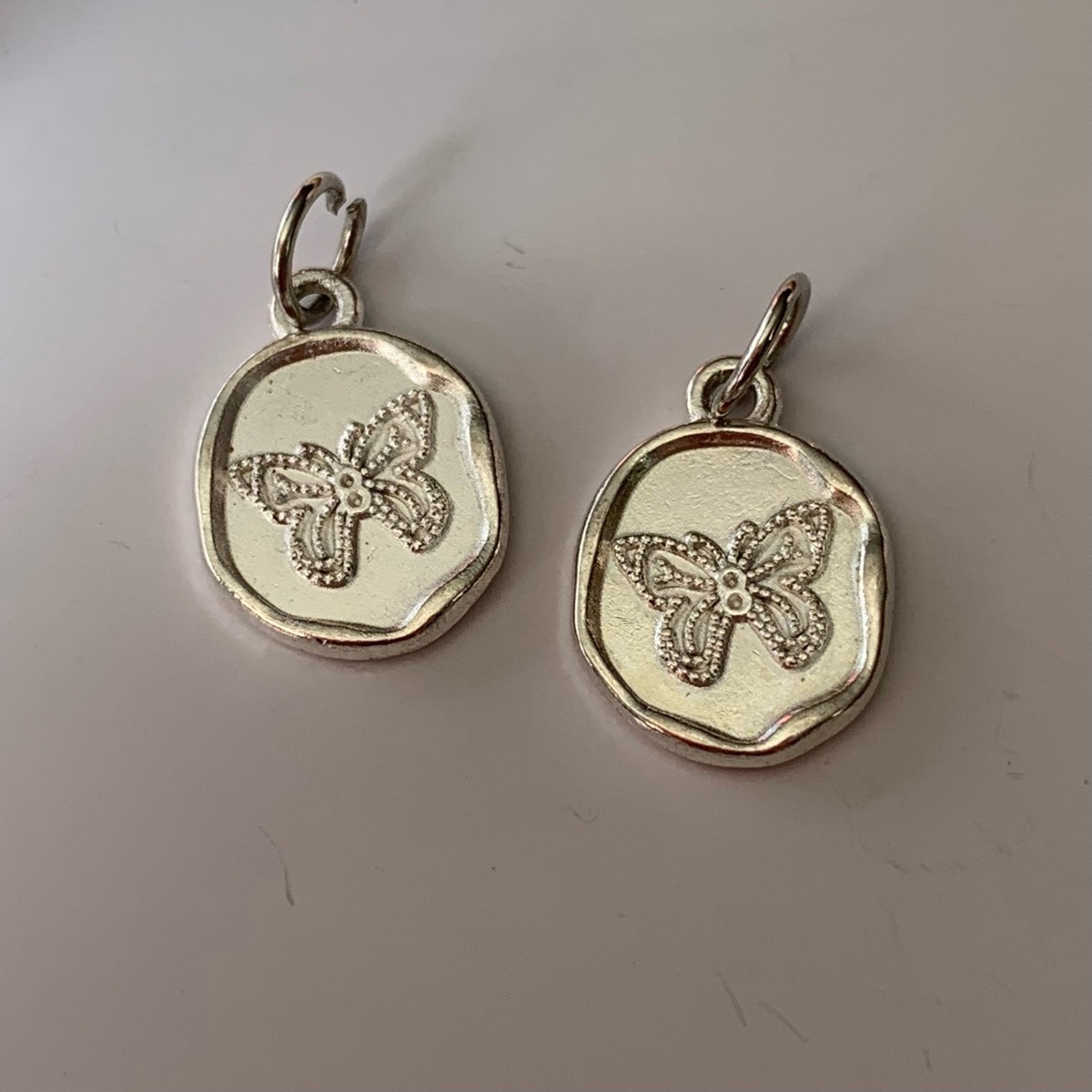 2 Sterling silver butterfly charms pendants hallmarked 925
