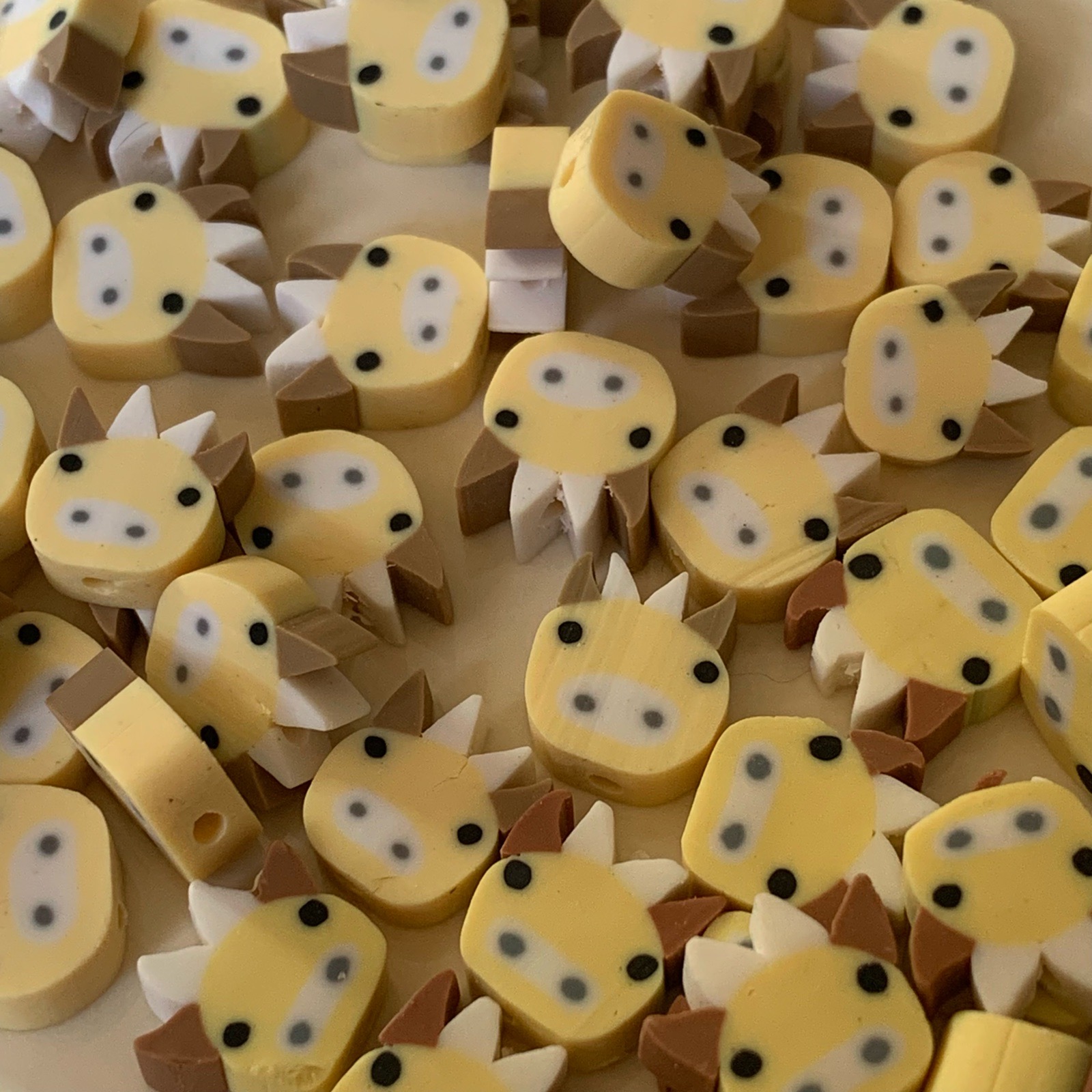73 Yellow Cow Face Polymer Clay Beads for Jewellery Making Crafting