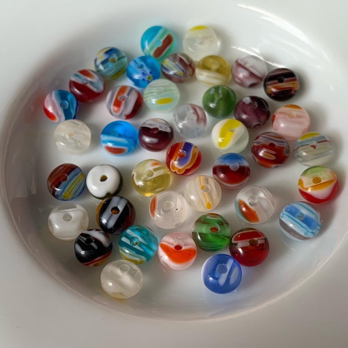 41 millefiori lampwork glass beads 5.9 x 3.7mm for Jewellery making crafting