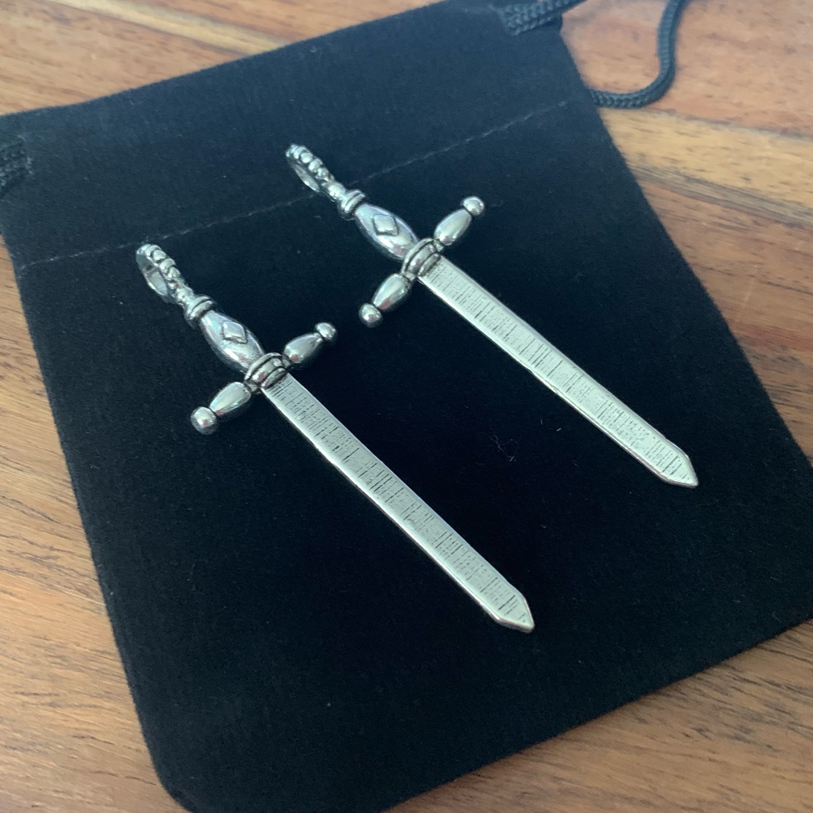 2 sword pendants in gift bag Halloween charms