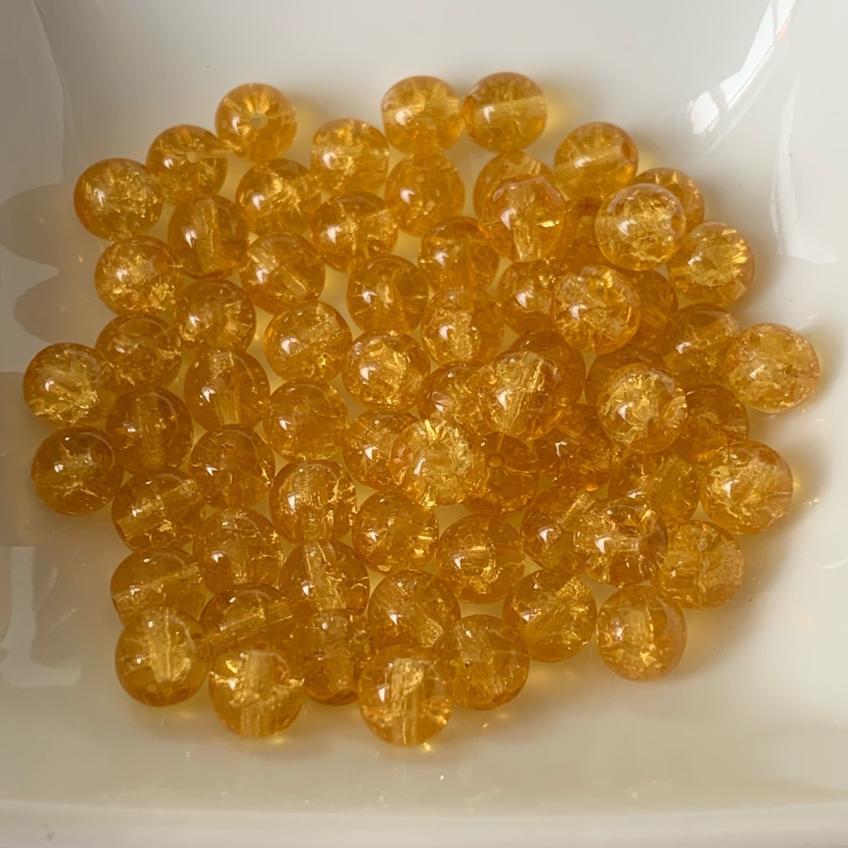 68 golden yellow crackled glass beads 5.7mm