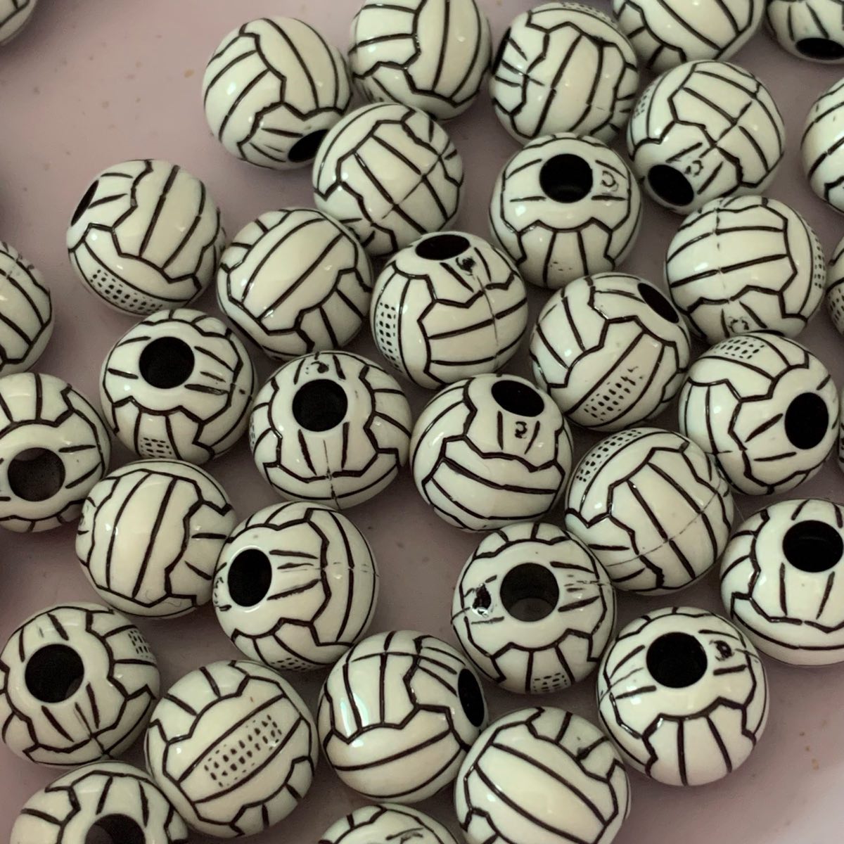 51 volleyball beads pony beads sports beads 11.5mm