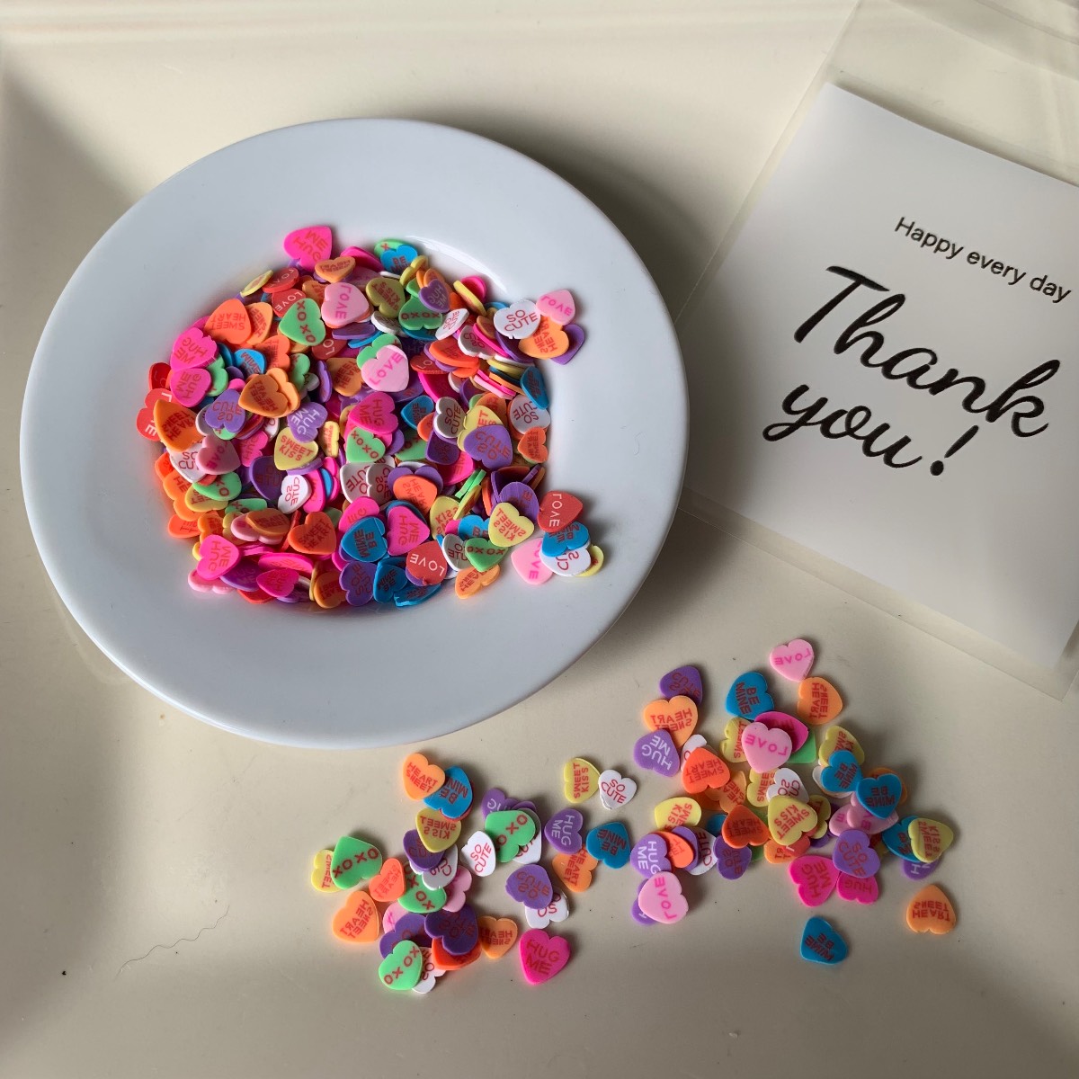 10g - Candy heart fimo slices polymer clay sprinkle embellishments for resin slime crafts nail art