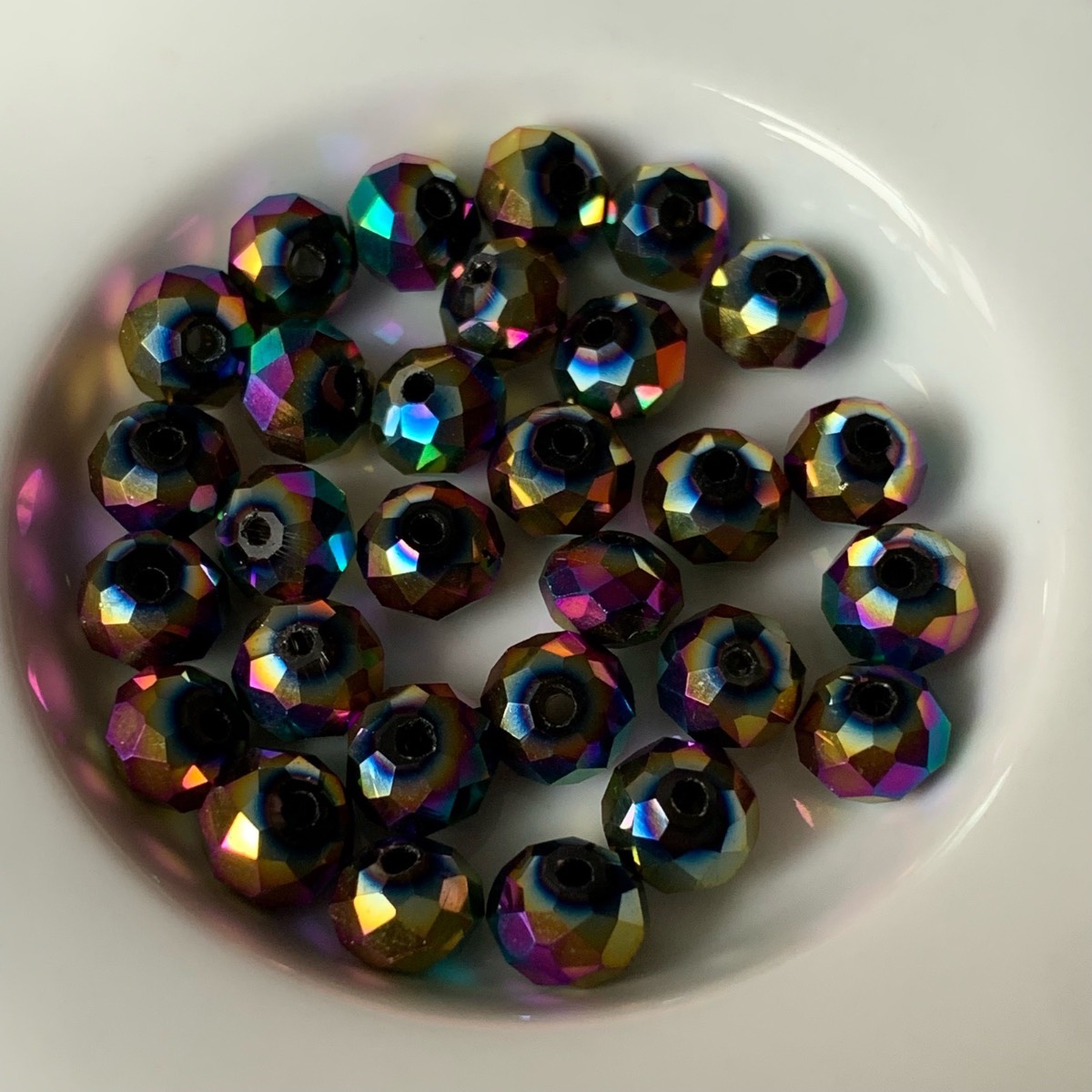 29 Metallic Faceted Rondelle Glass Beads 7.7 X 5.8mm For Jewellery Making Crafts