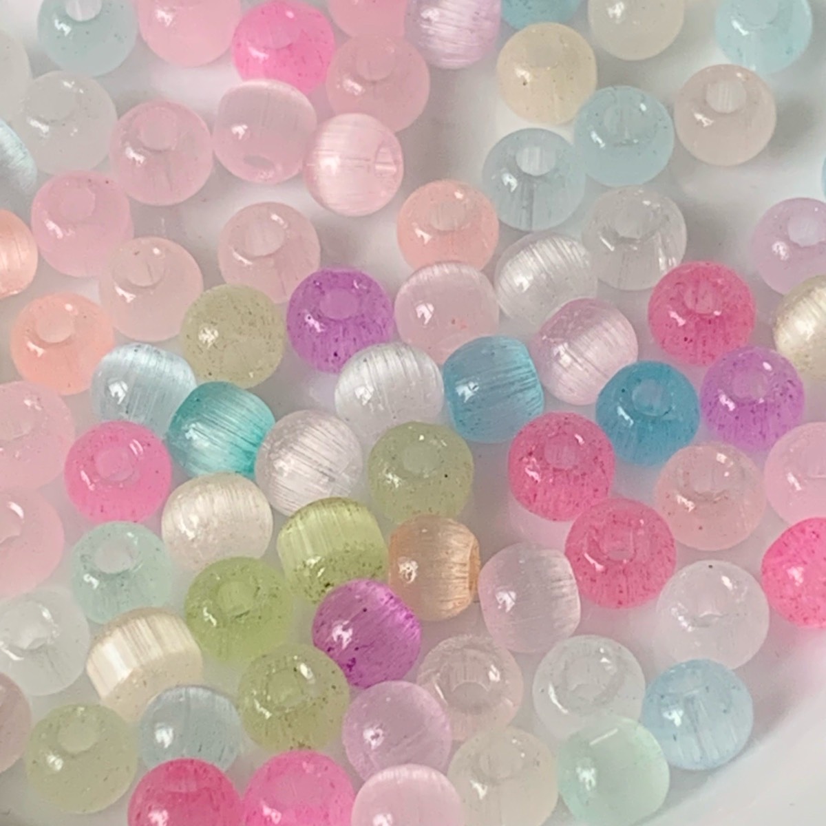 100 pastel mix cat eye glass beads 4.1mm