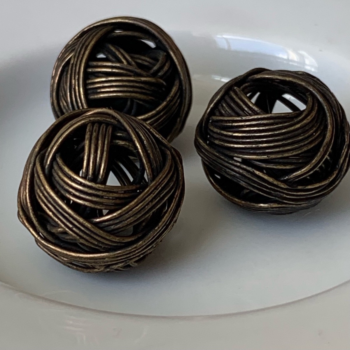 3 antique bronzed wrapped wire beads 15.5mm for jewellery making crafting