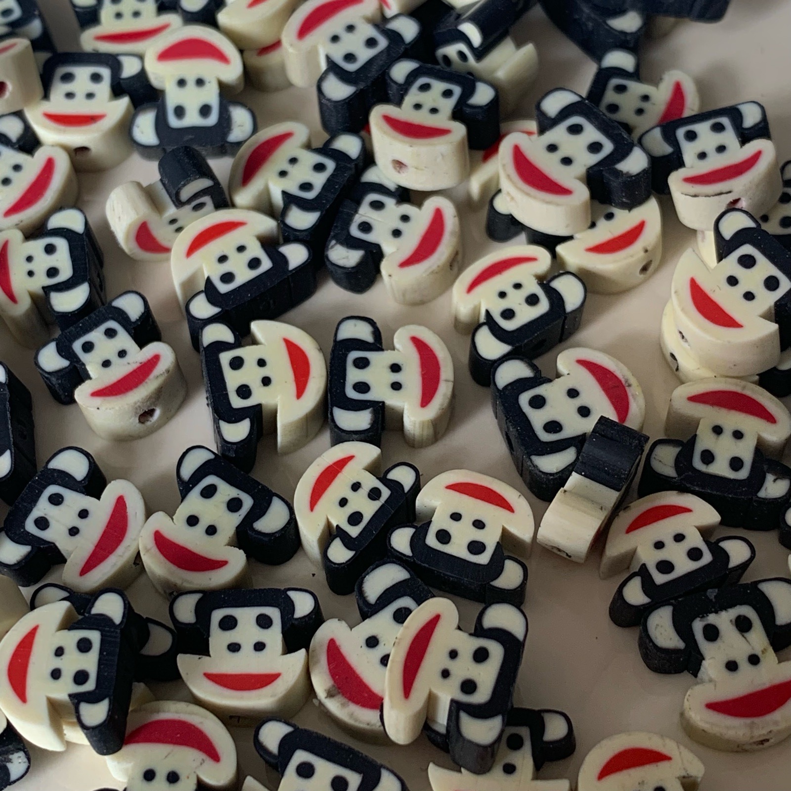 80 Monkey Face Polymer Clay Beads for Jewellery Making Crafting