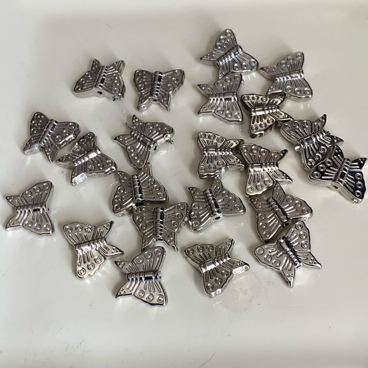 22 silver butterfly beads for jewellery making crafting