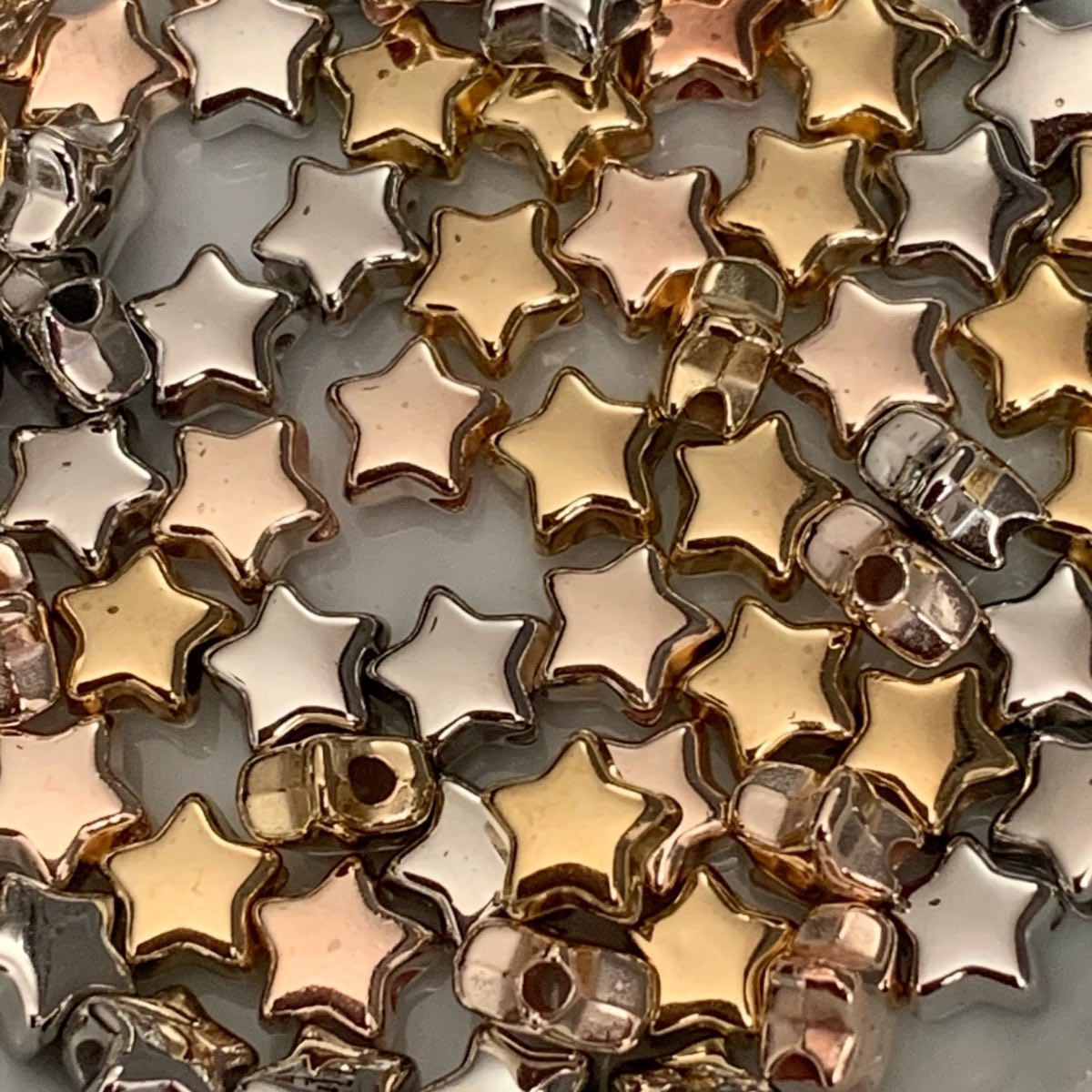 75 Silver Gold & Copper Star Beads Spacer Beads For Jewellery Making Craft 6 x 3.4mm