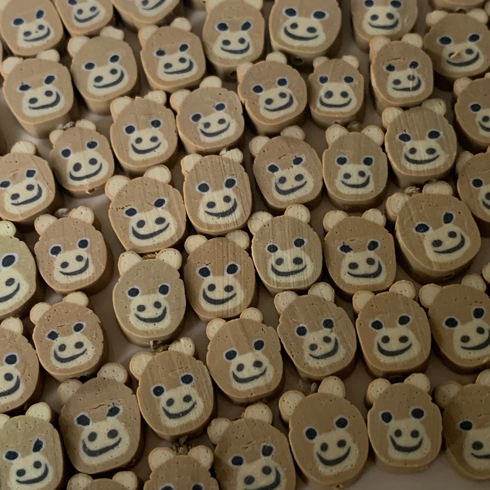 68 Tan Monkey Face Polymer Clay Beads for Jewellery Making Crafting