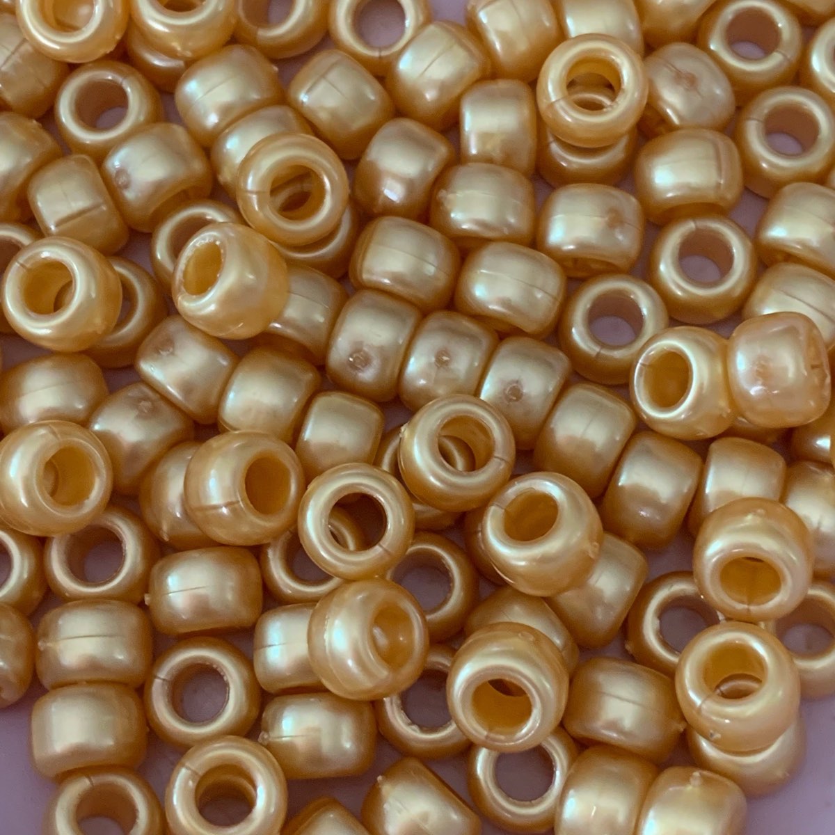 200 gold Pearl pony beads 8.7 x 6.2mm
