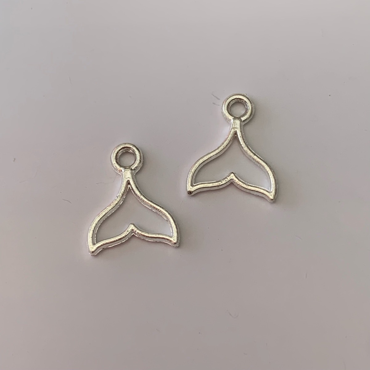 2 silver mermaid tails fish tail charms pendants