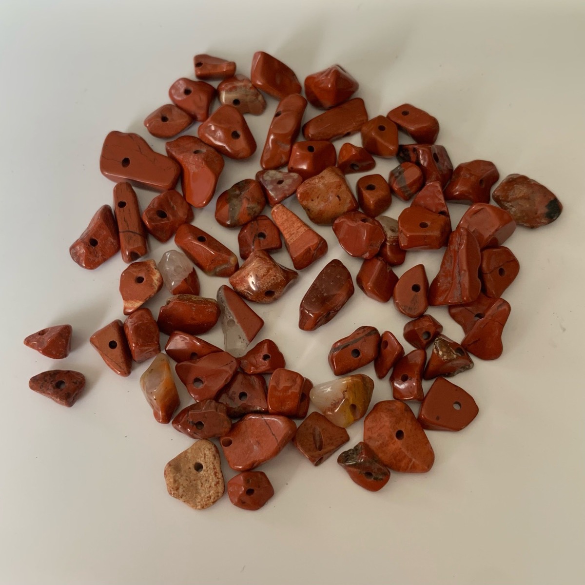 70 Red Jasper Gemstone Chips Beads Drilled for Jewelry Making DIY Crafts
