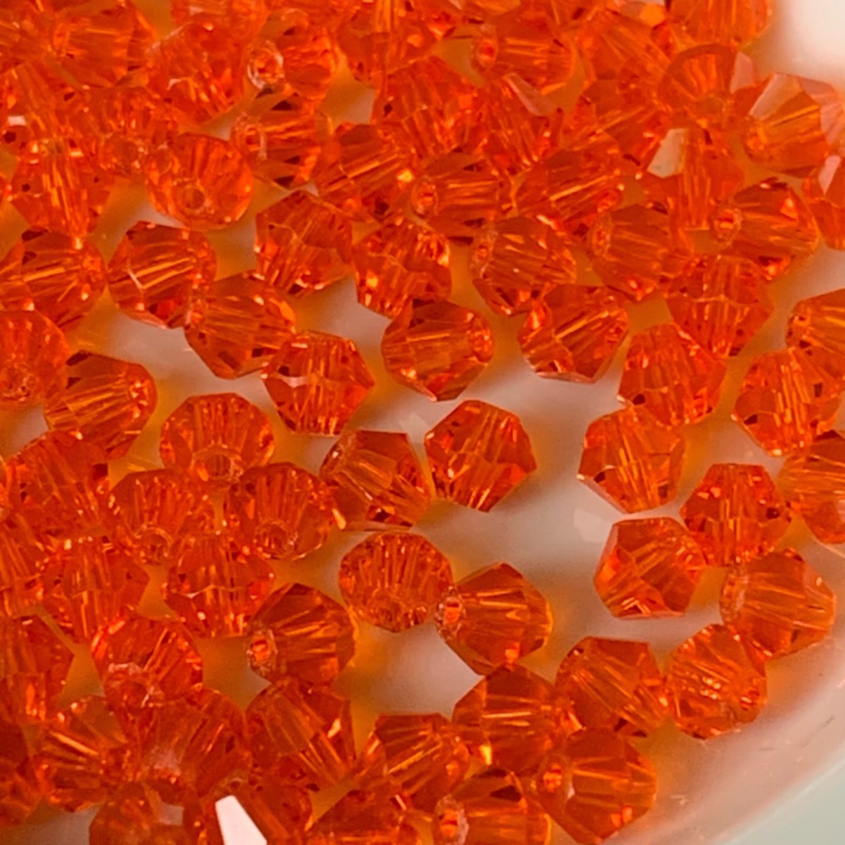 100 orange glass bicone beads 4.3 x 4mm for Jewellery making crafting