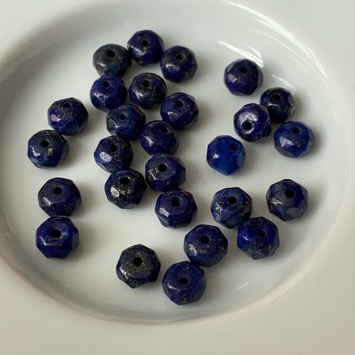 27 Blue Lapis Lazuli Faceted Rondelle Gemstone Beads 5.9 X 4.2mm