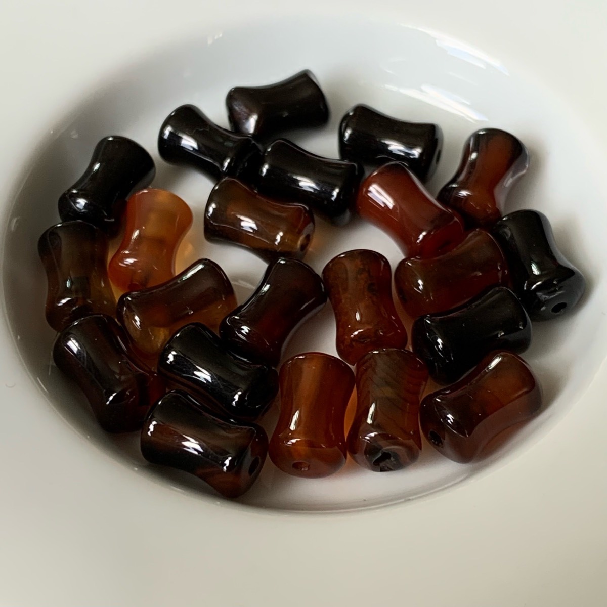 22 Bamboo Bone Gemstone Beads for Jewellery Making DIY Crafts
