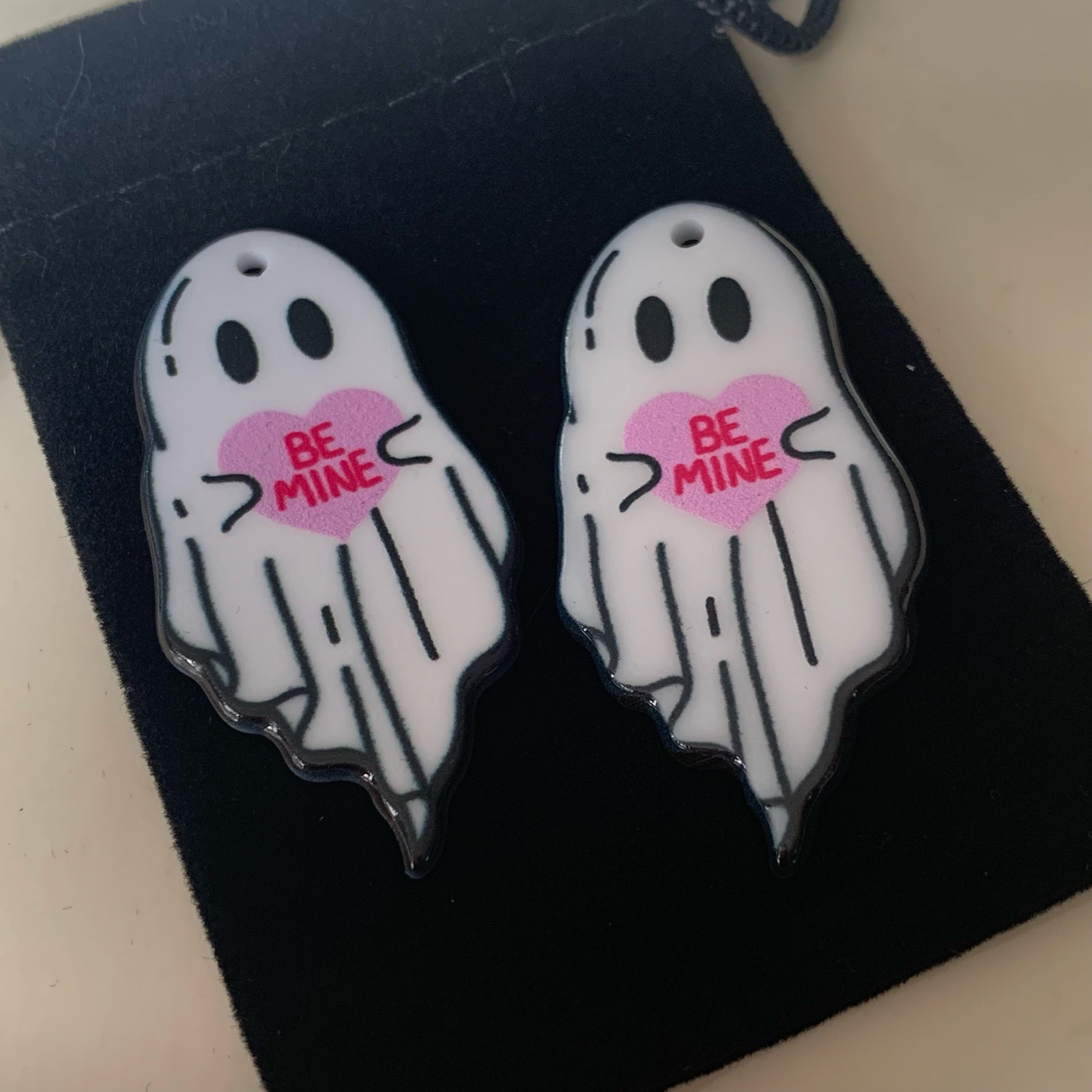 2 be mine ghost pendants Halloween charms in gift bag