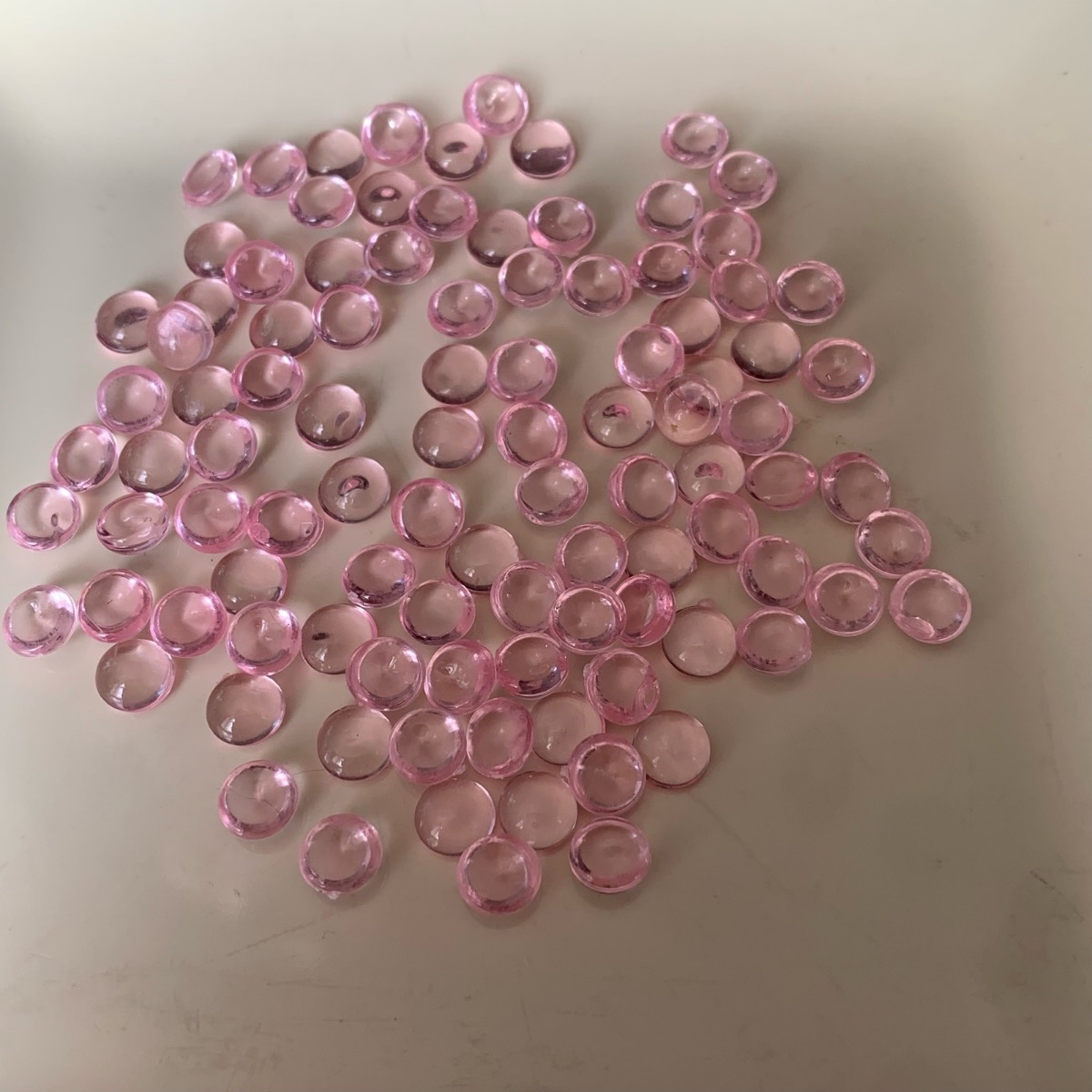 100 pink flat back beads embellishments no holes for crafts 7.2 x 3.7mm
