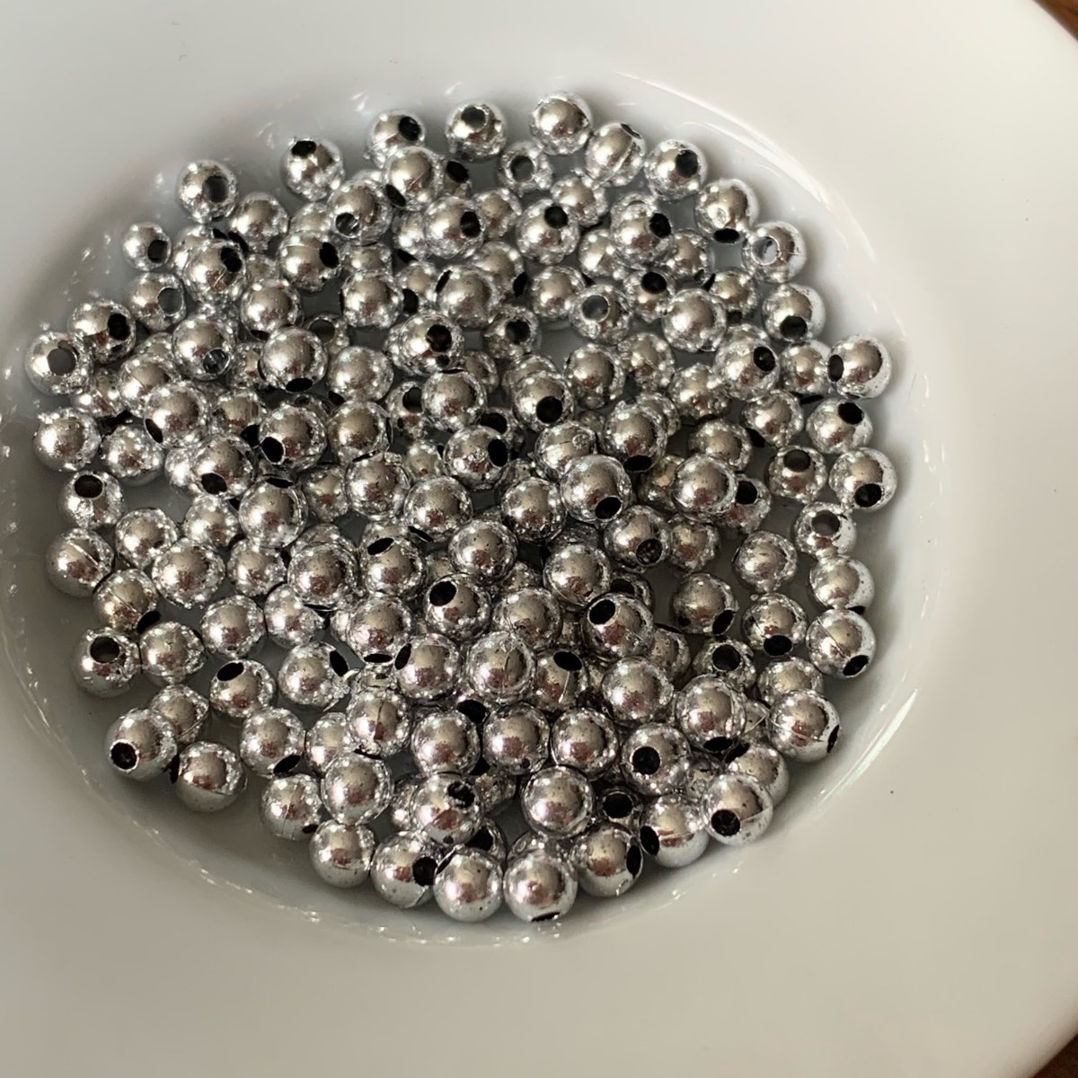 180 silver beads 3.9mm