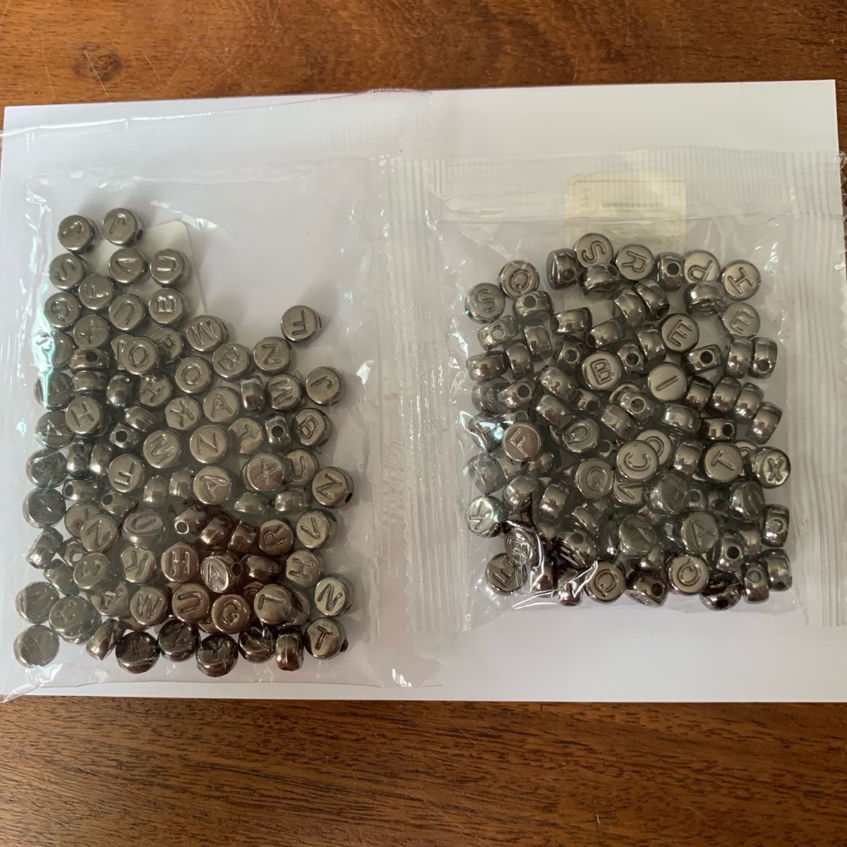 2 packs alphabet beads letter beads gunmetal black