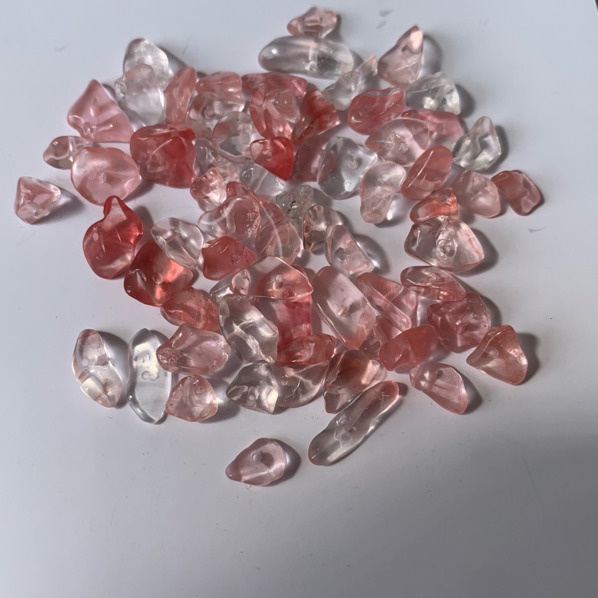 70 cherry quartz gemstones chips beads drilled