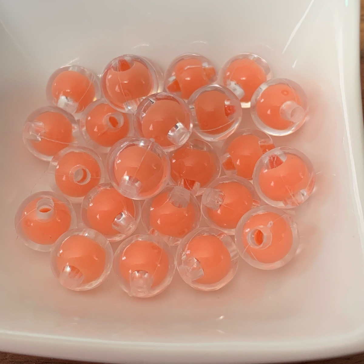 25 translucent orange round beads 9.9mm for jewellery making crafting
