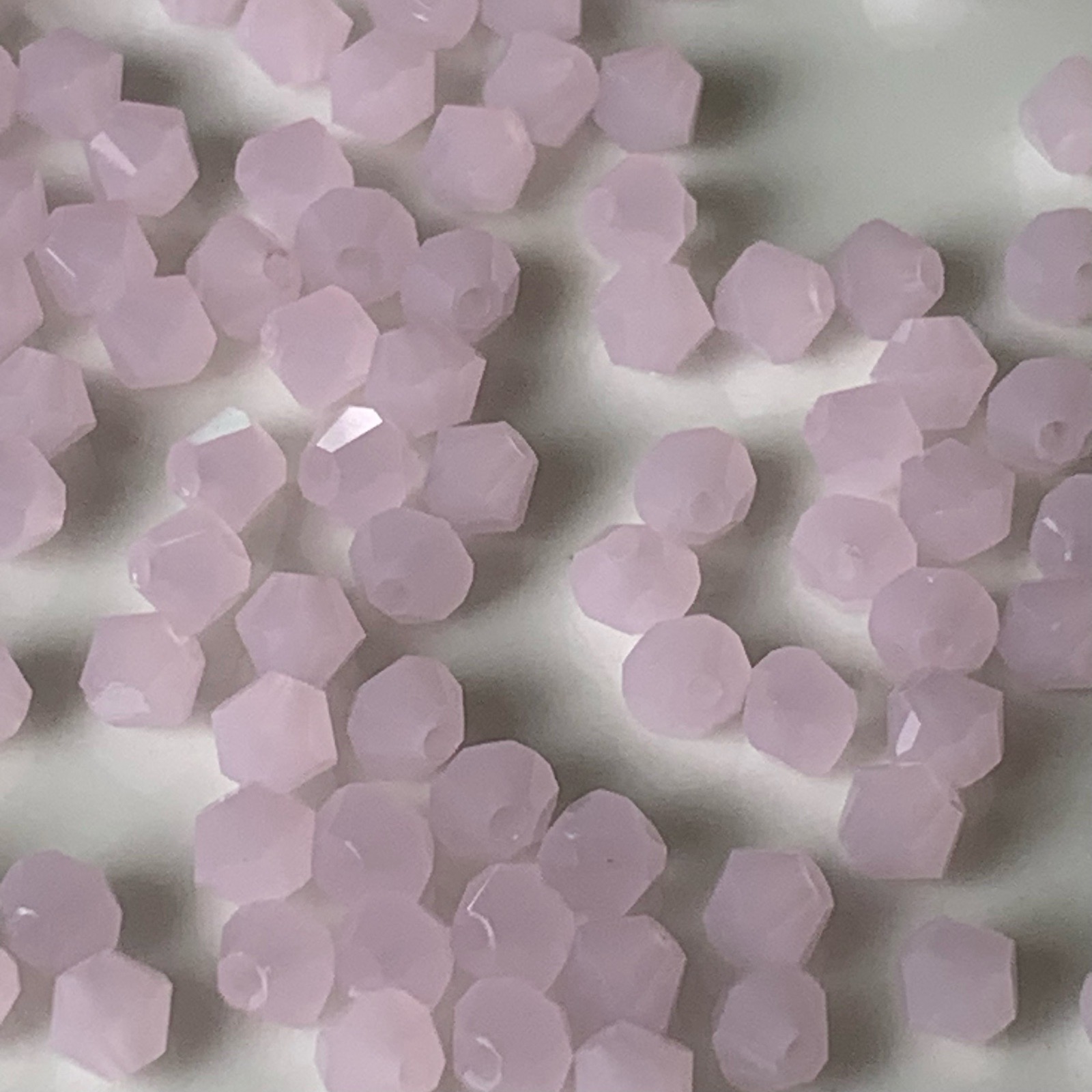 100 - 4mm Pink crystal glass bicone beads for jewellery making