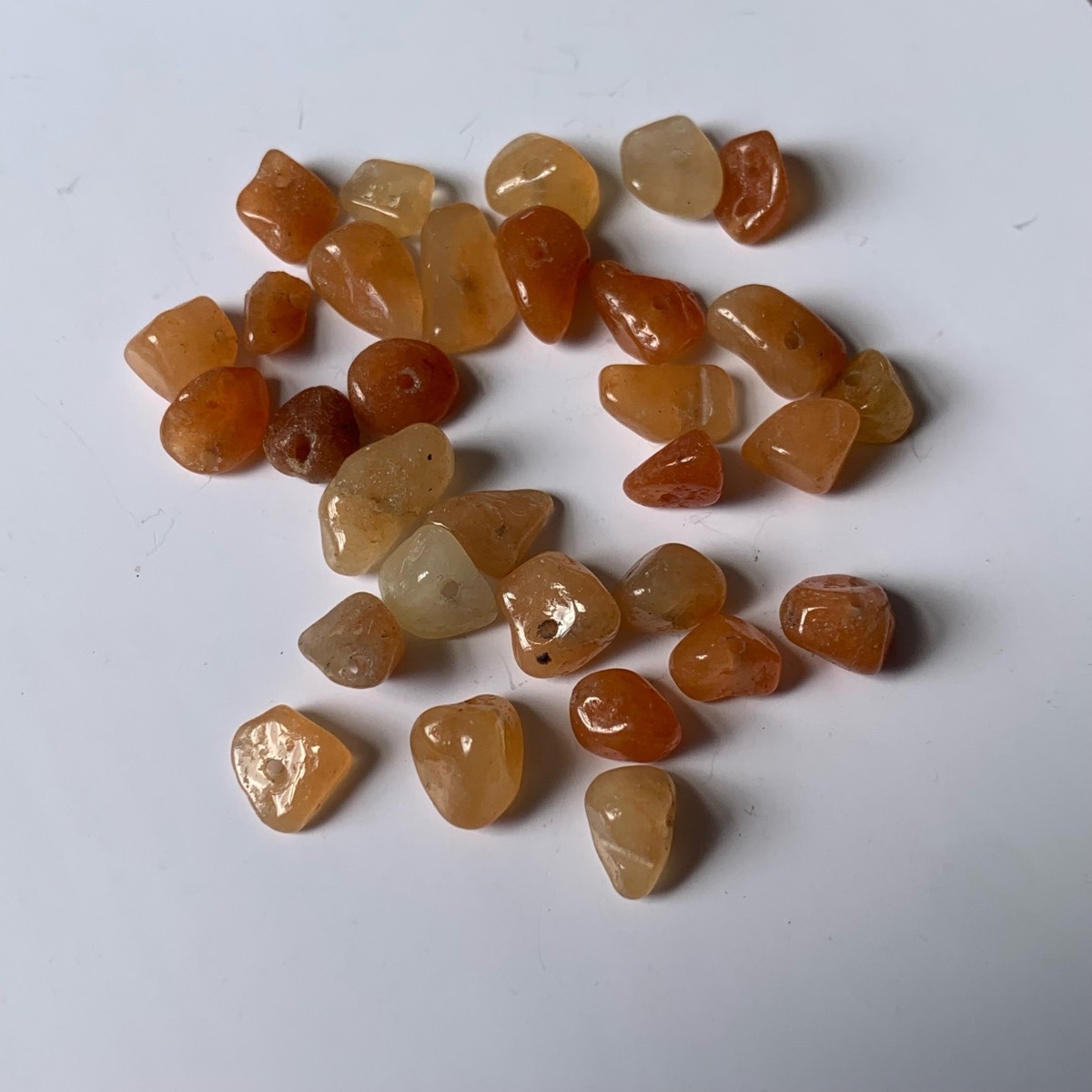 31 orange / peach aventurine gemstones chips beads drilled