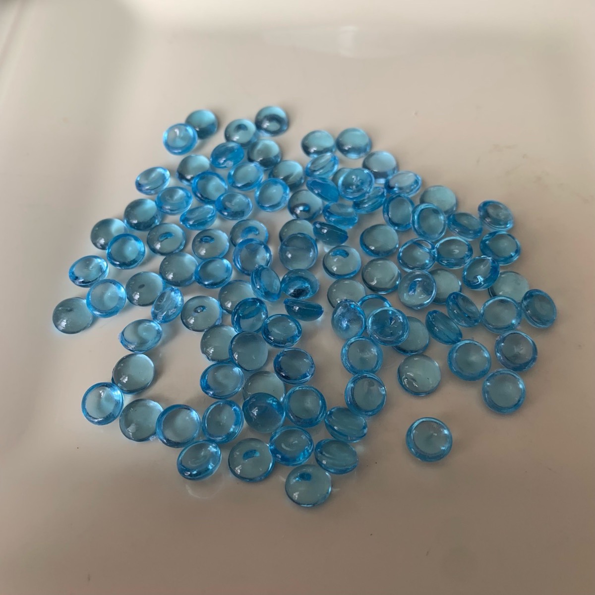 100 blue flat back beads embellishments no holes for crafts 7.3 x 3.9mm