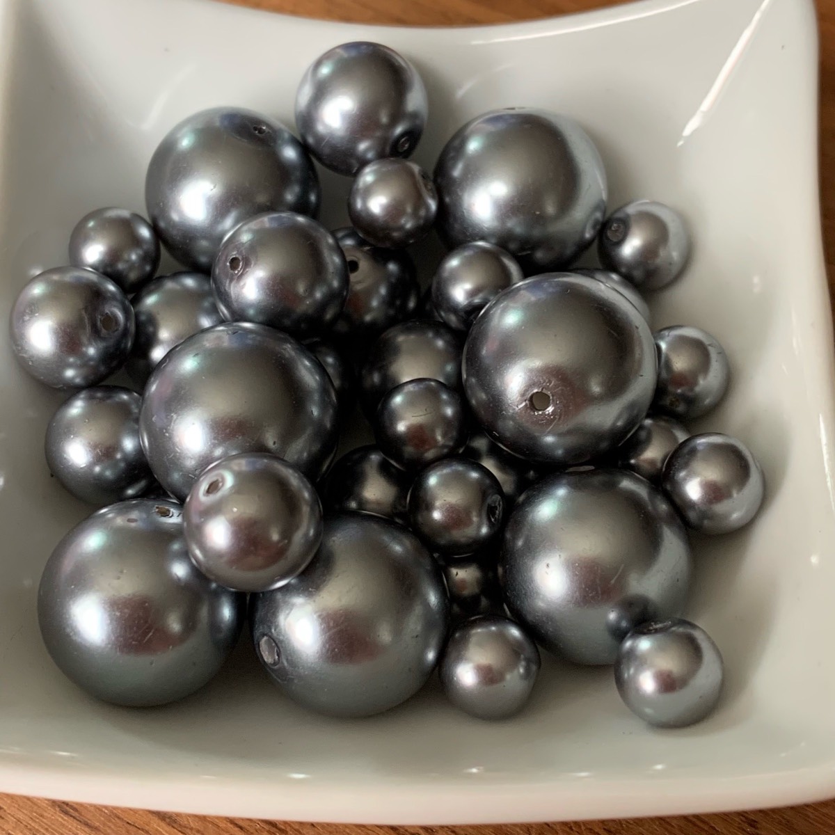 38 silver round glass beads for jewellery making crafting