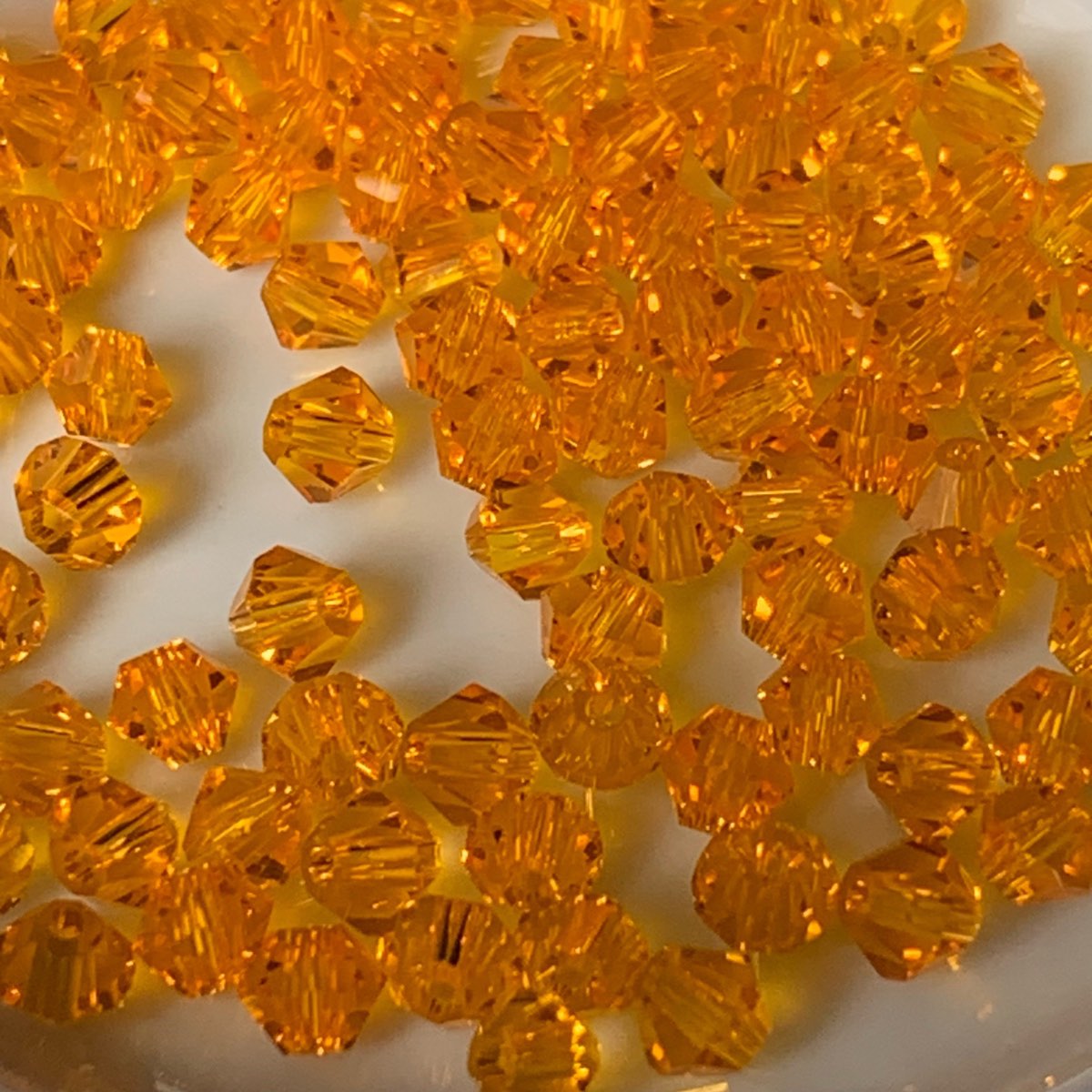 100 - 4mm orange crystal glass bicone beads for jewellery making crafts