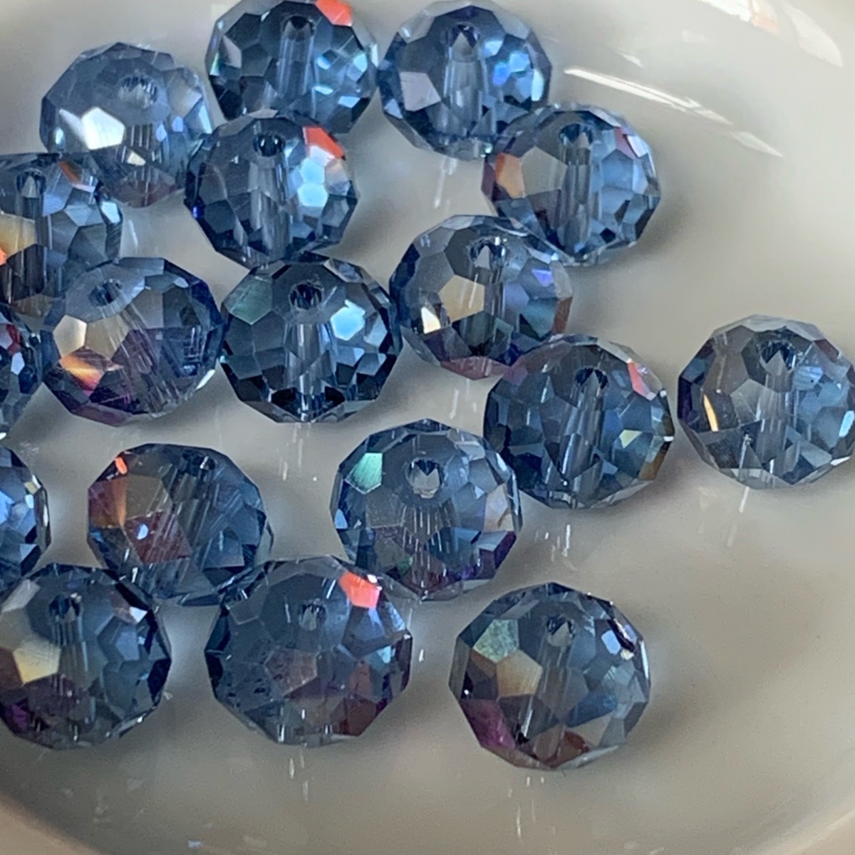 18 Blue Crystal Glass Faceted Rondelle Beads 8 x 6mm Jewellery Making Crafts