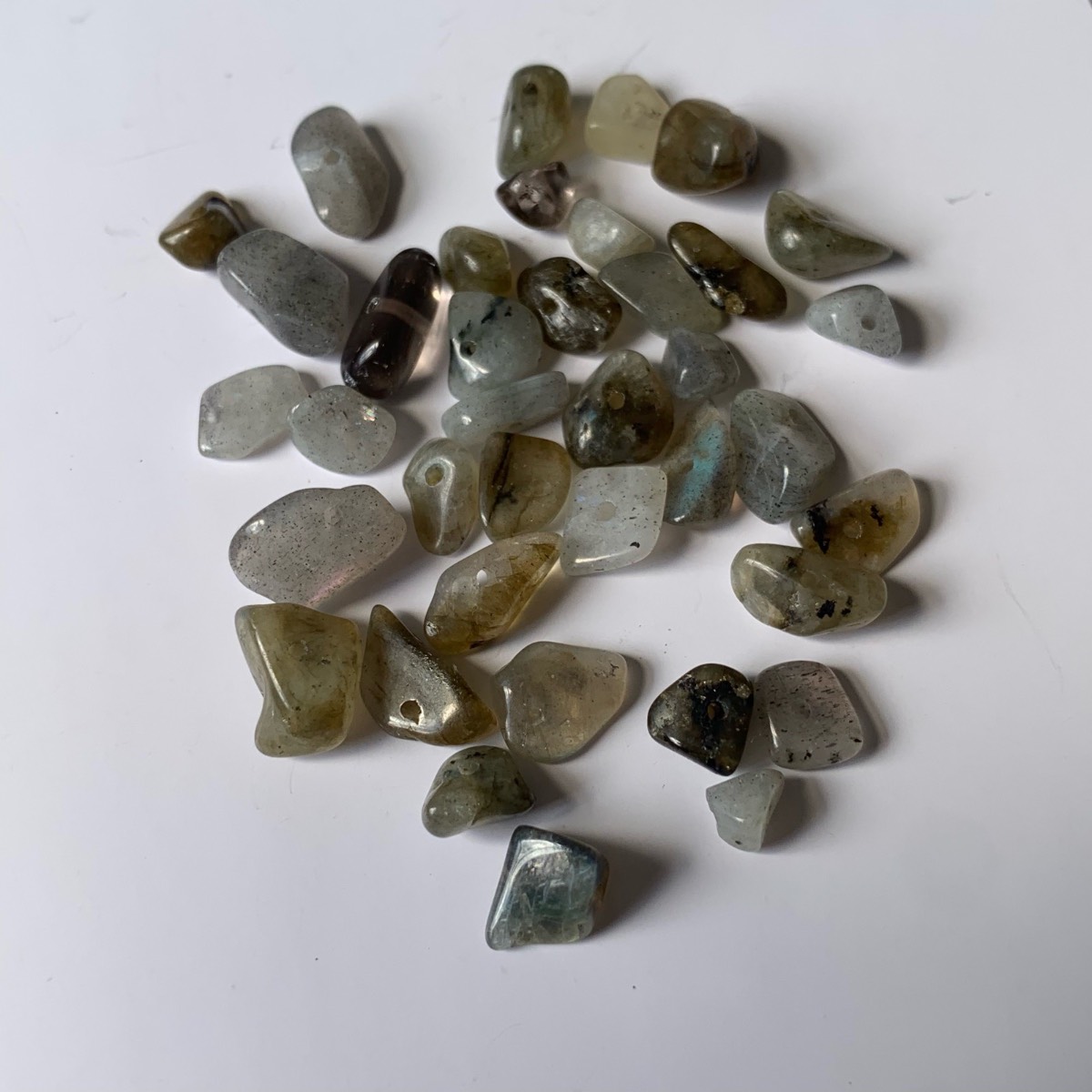 37 labradorite gemstones chips beads drilled
