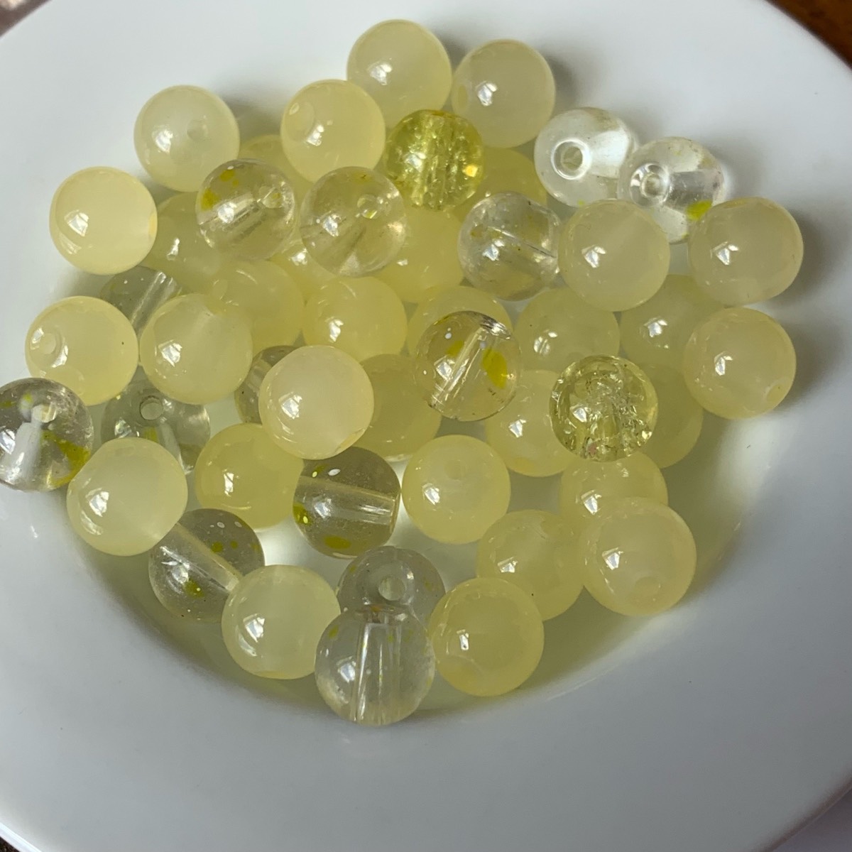 50 mixed yellow glass beads for jewellery making crafting