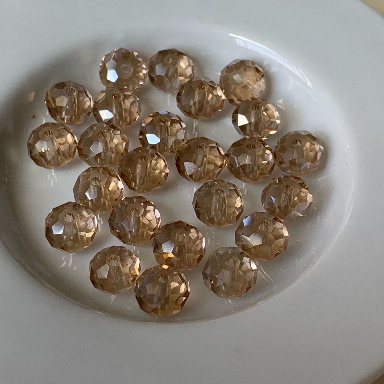 24 peach faceted rondelle glass beads for jewellery making crafting
