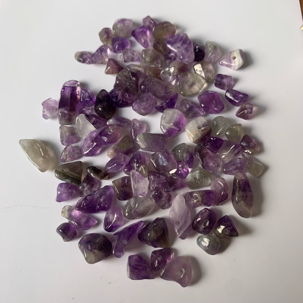 90 purple amethyst gemstone chips beads drilled for jewellery making crafting