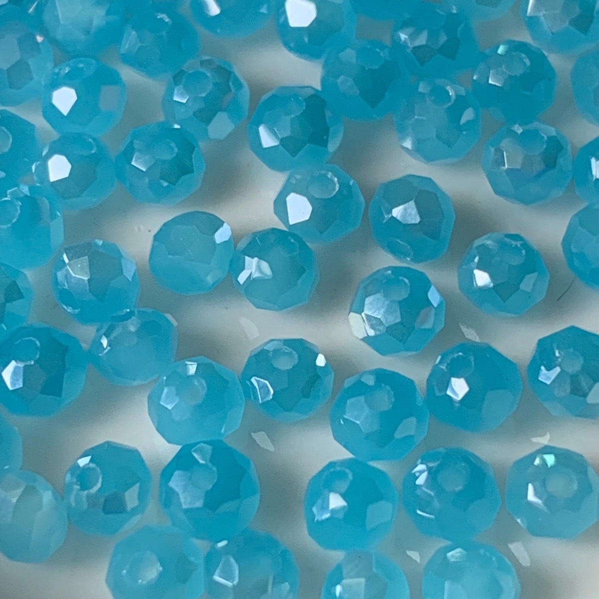 80 Blue Faceted Glass Beads 4mm x 3.7mm Jewellery Making Craft Supplies