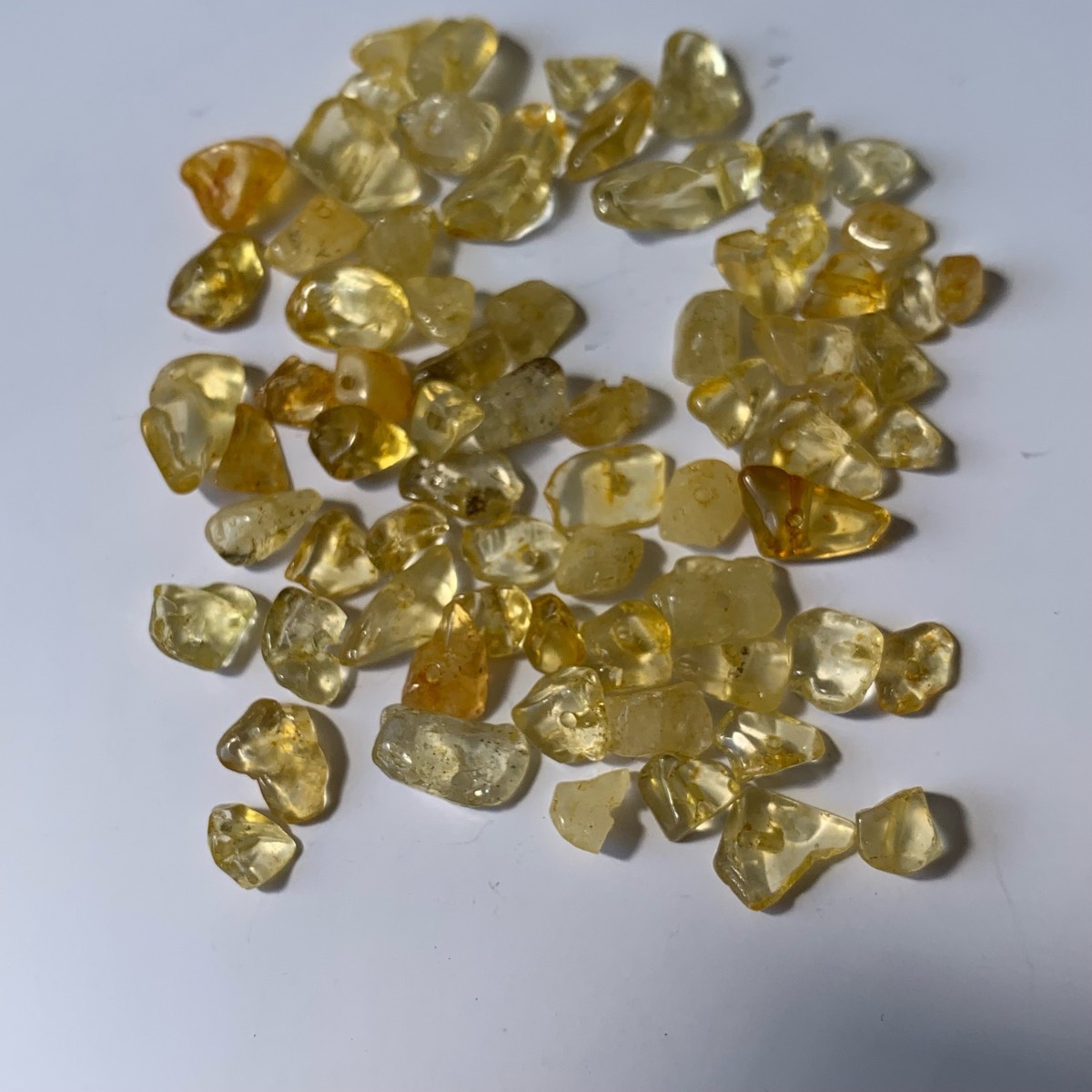 70 yellow crystal gemstones chips beads drilled