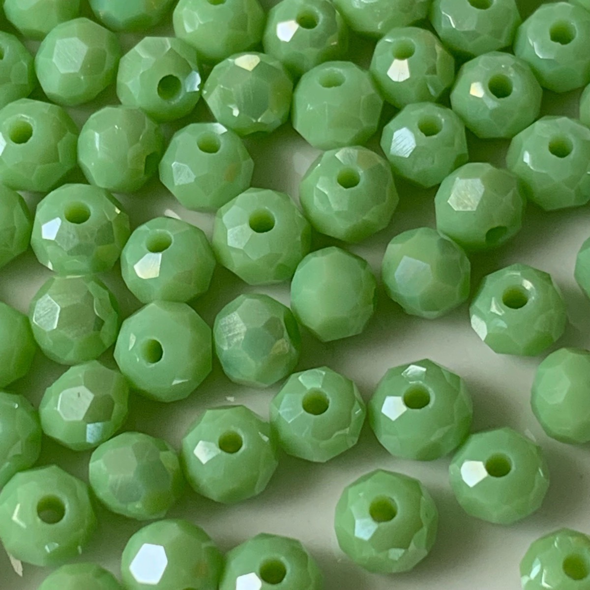 80 Mint Green Faceted Glass Beads 4mm x 3.7mm Jewellery Making Craft Supplies