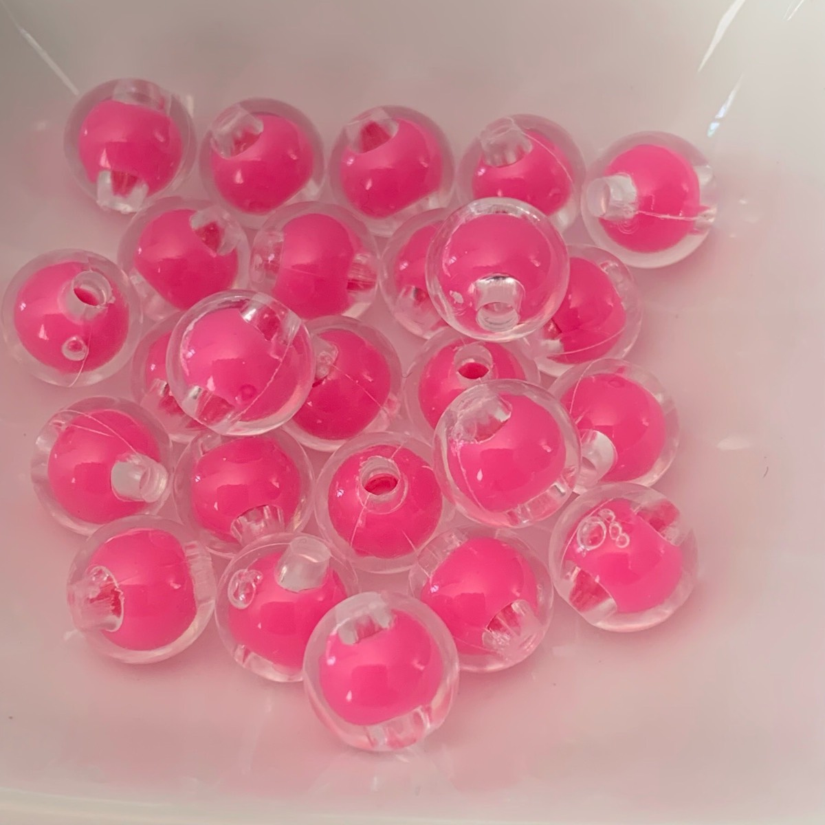 25 translucent pink round beads 9.9mm for jewellery making crafting