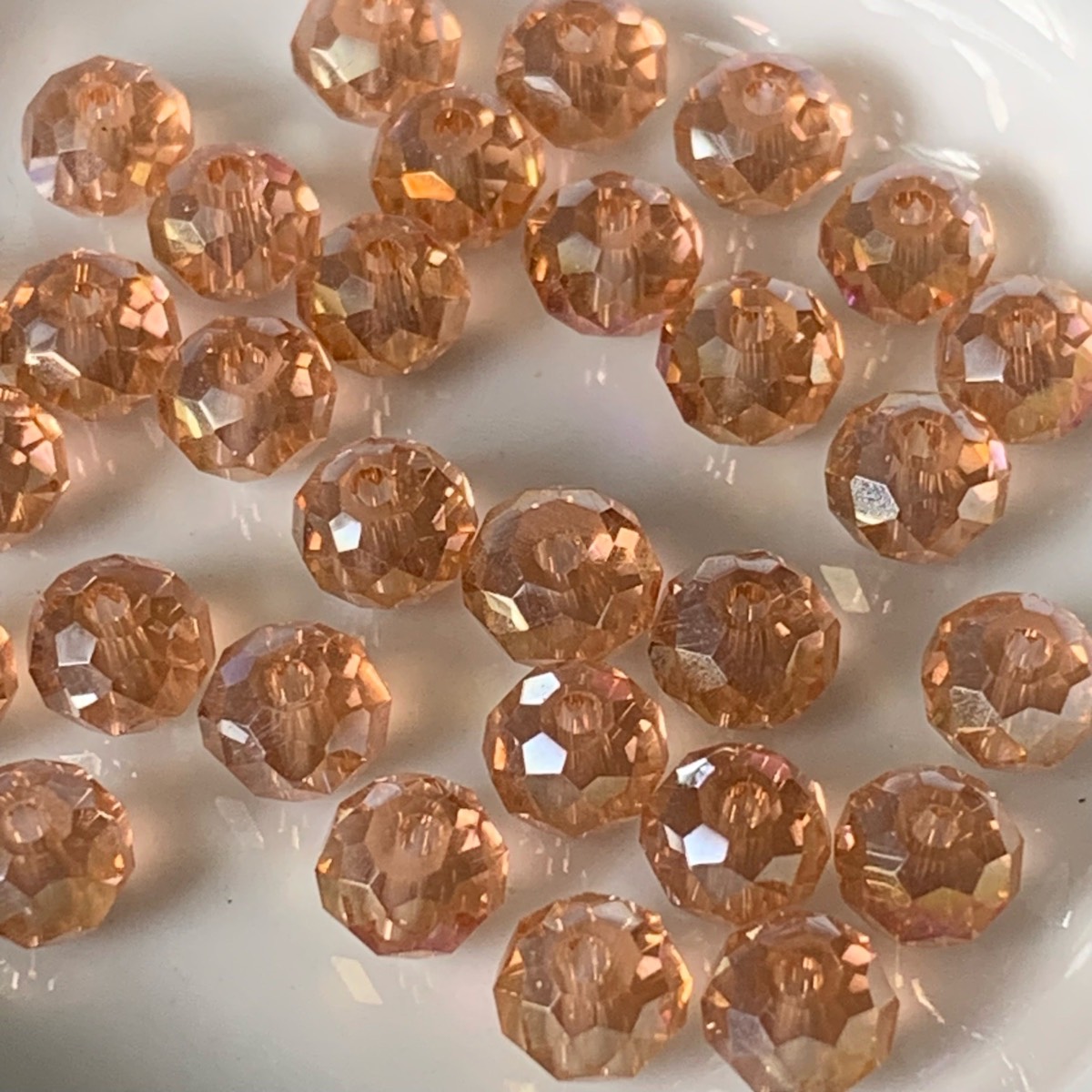 30 peach faceted rondelle glass beads 5.7 x 4.2mm