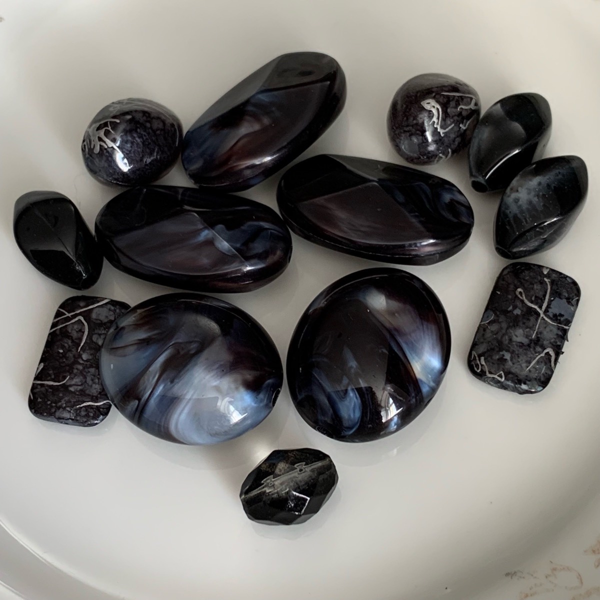 Mixed black & grey beads for jewellery making crafting