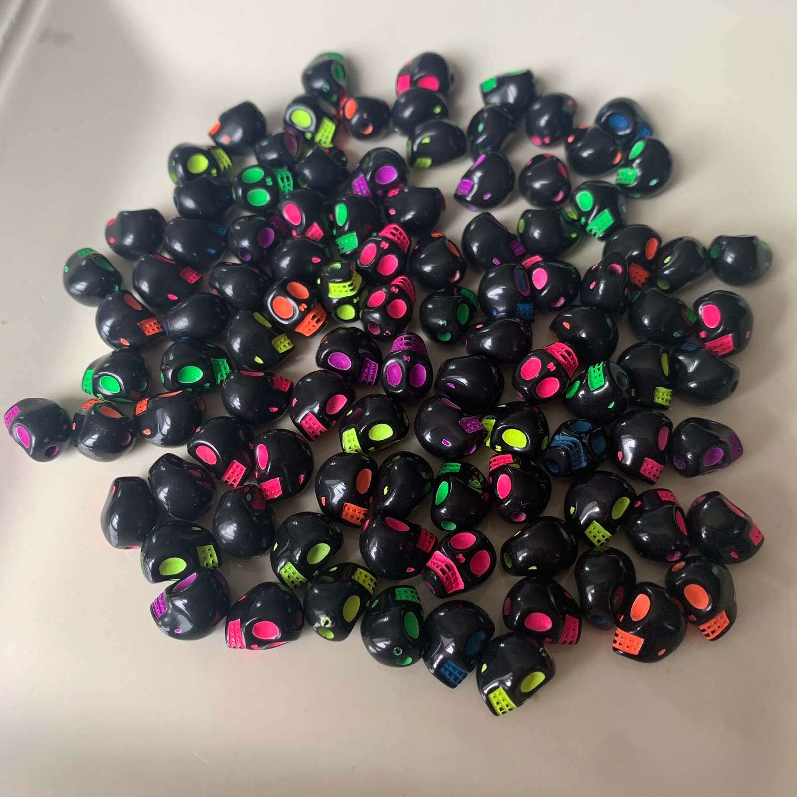 100 skull beads Halloween beads for jewellery making crafting