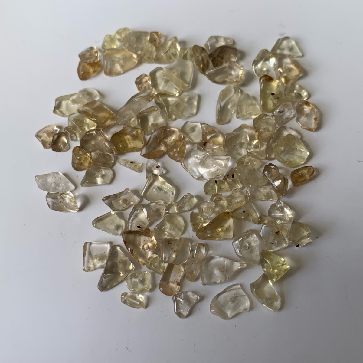 100 yellow citrine gemstones chips beads drilled