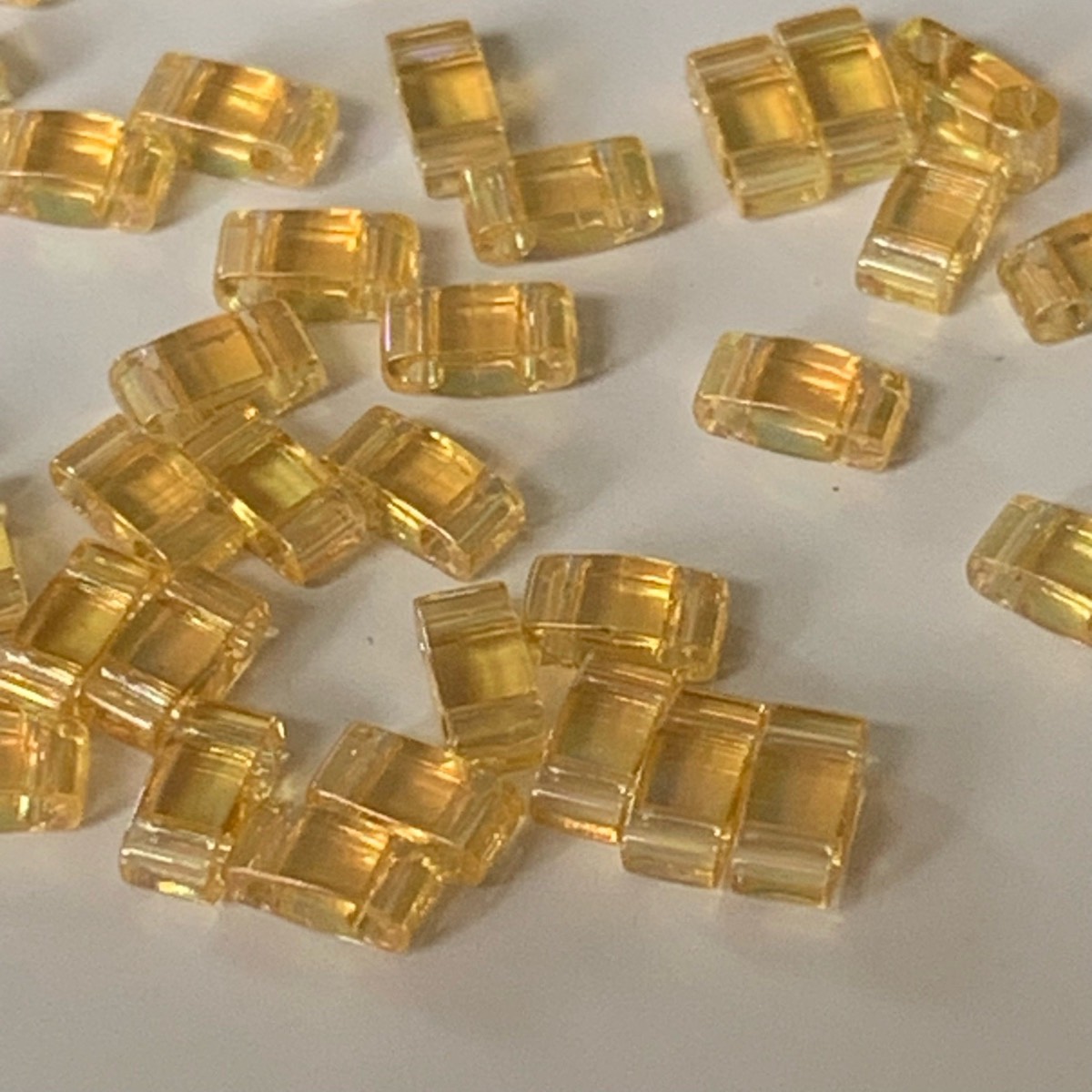 40 Small Two Hole Gold Glass Beads for Jewellery Making Crafts