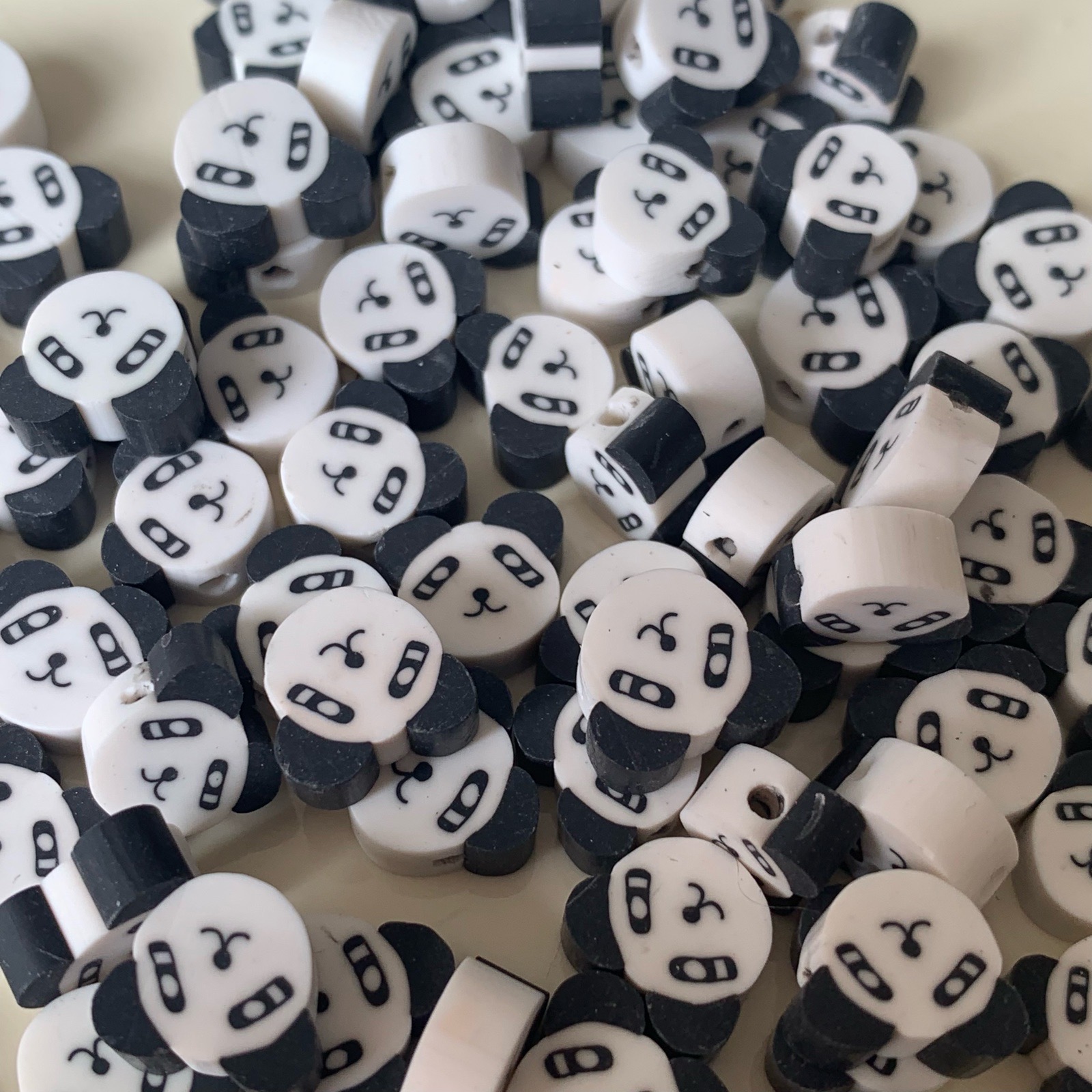 100 Panda Face Polymer Clay Beads for Jewellery Making Crafting