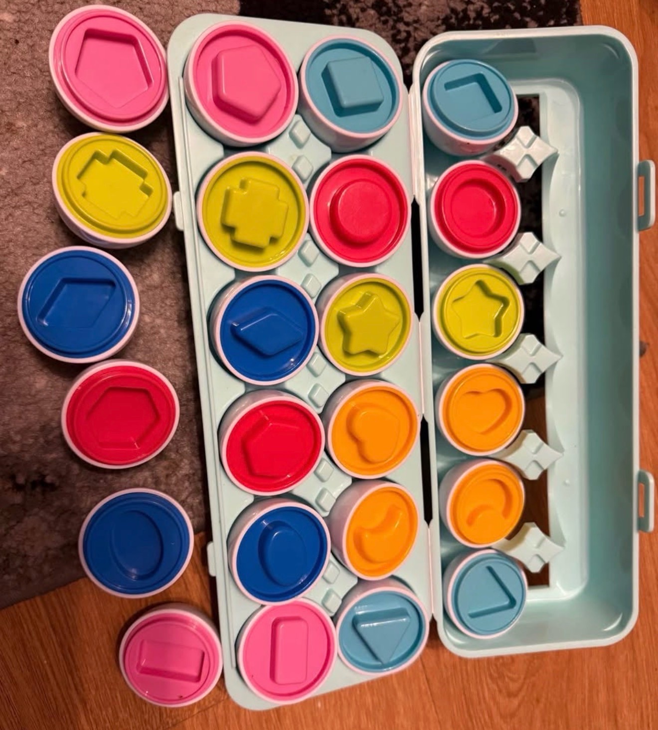 Used shape / colour matching egg toy set