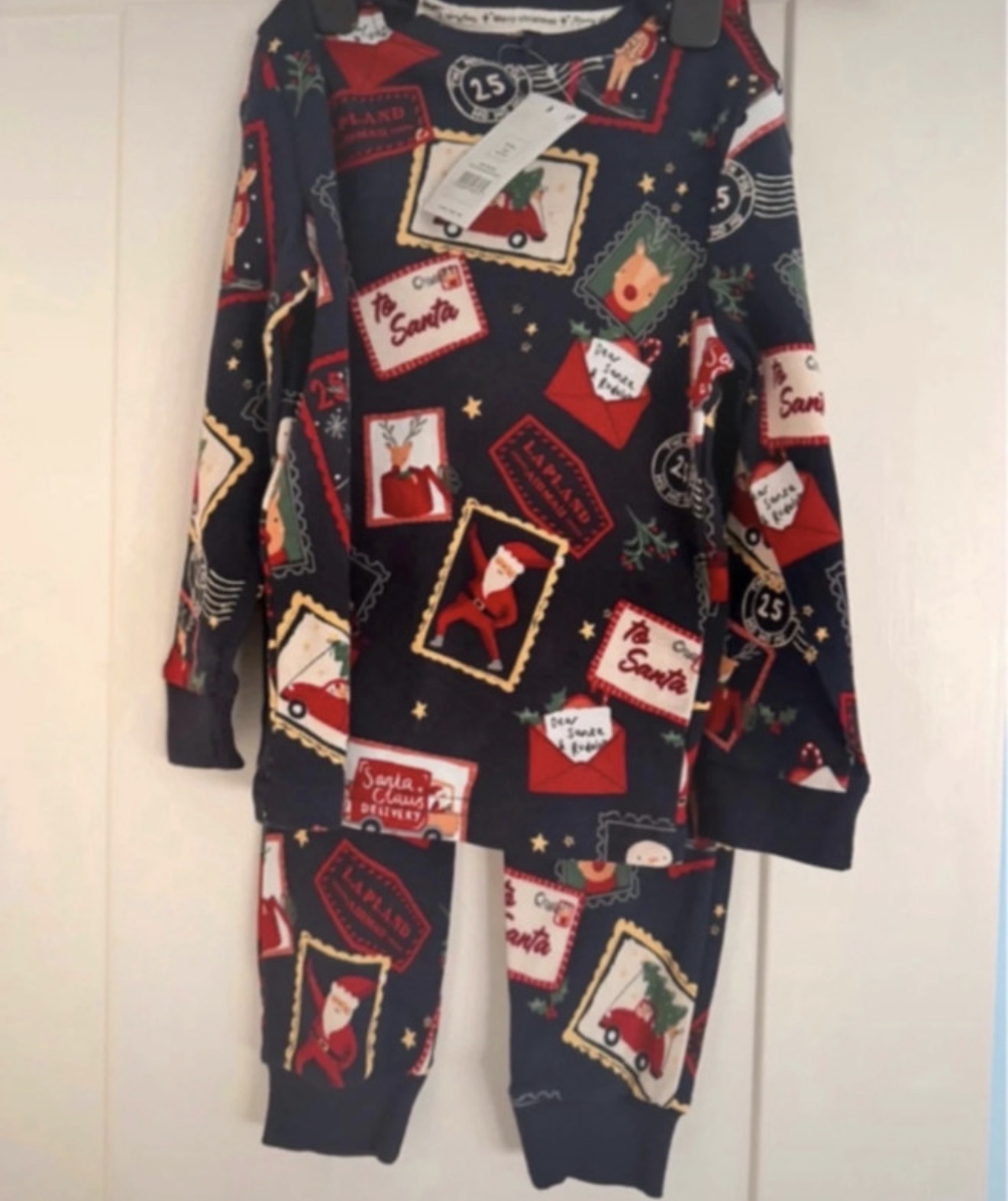 3-4 year navy Lapland theme Xmas pj set