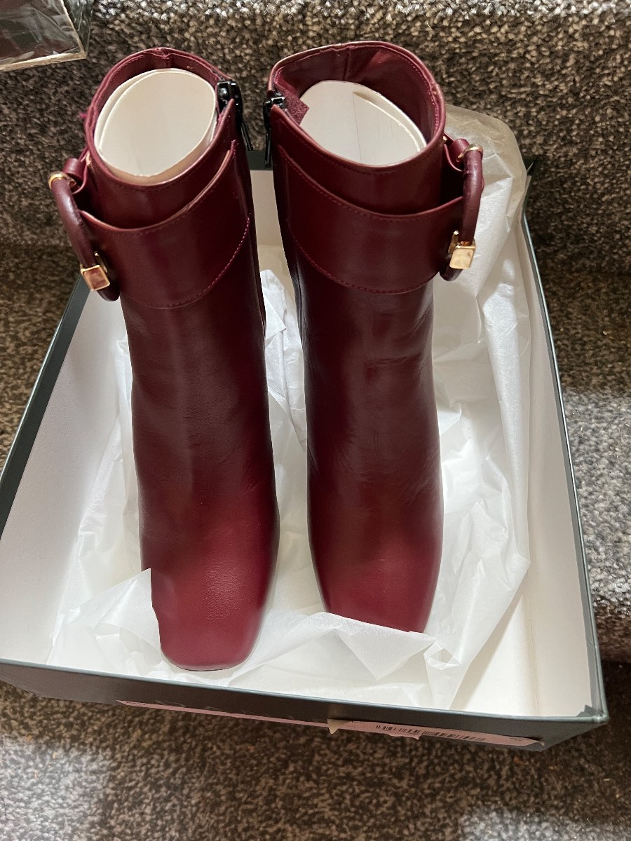 Burgundy ladies ankle boots size 3 brand new in box