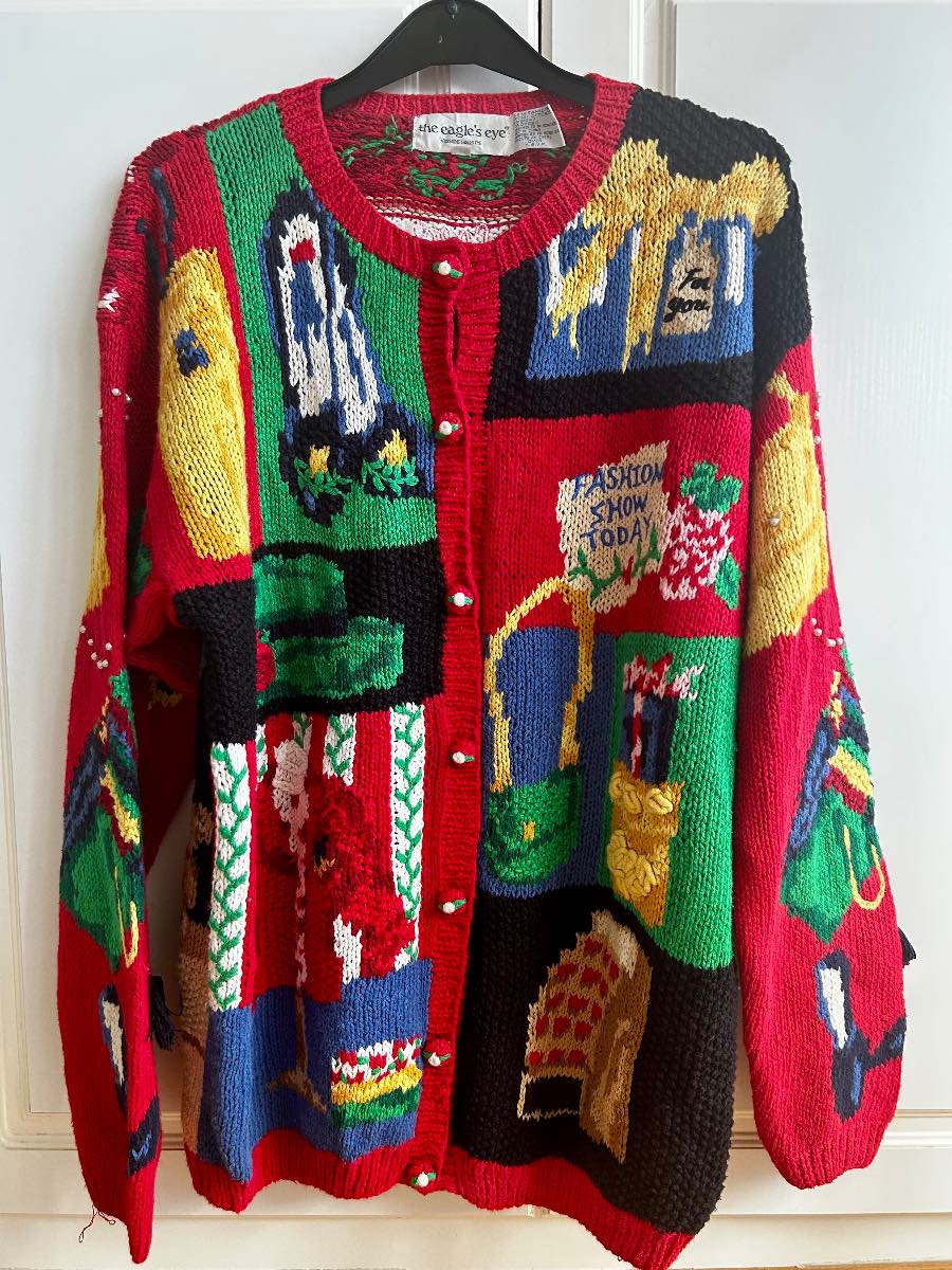 Vintage 1994 The Eagle’s Eye Specialty Shoppe Cardigan 3D Novelty Knit XL
